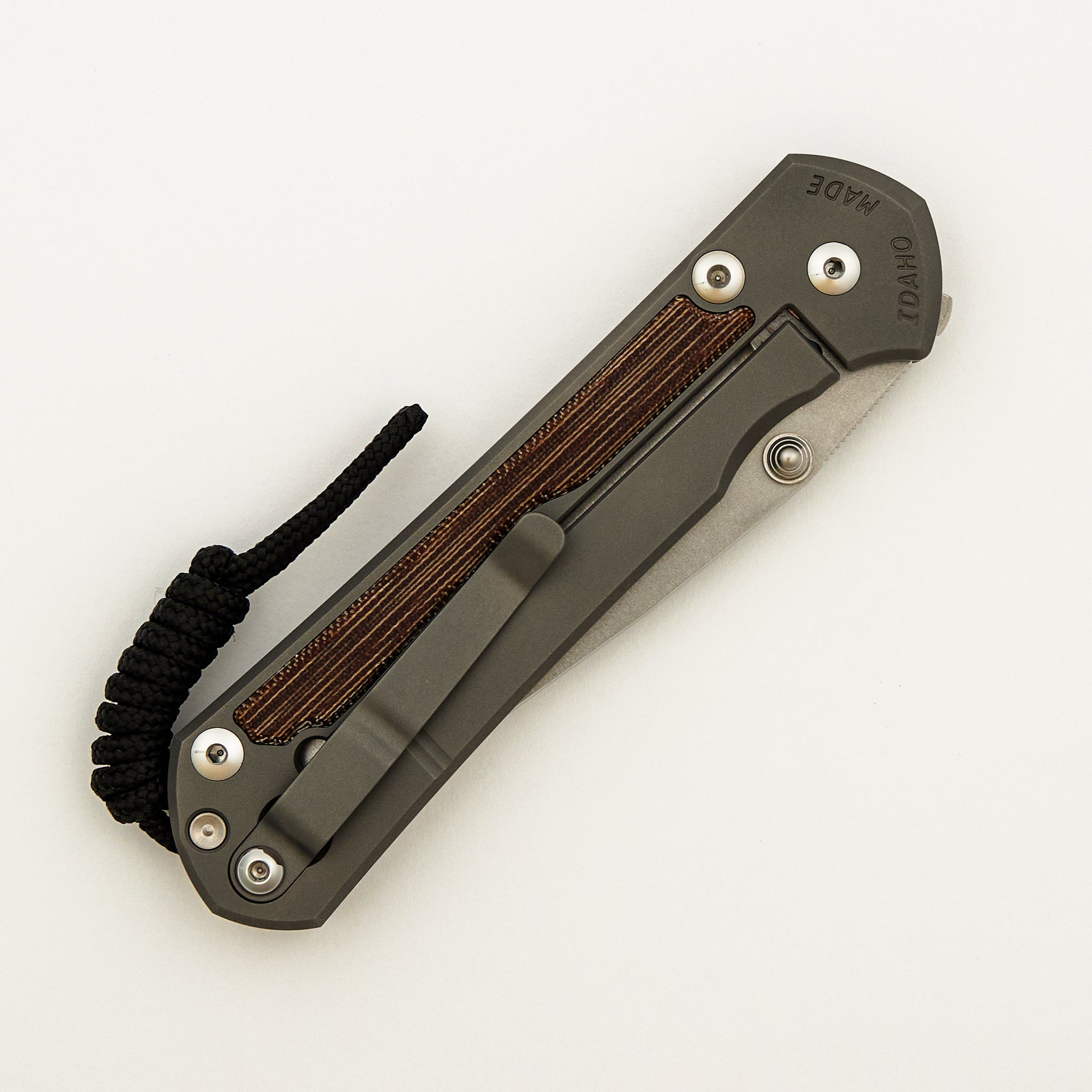 Large Sebenza 31 - Natural Canvas Micarta Inlay - Drop Point CPM MagnaCut Blade - Glass Blasted - Silver Double Thumb Lugs
