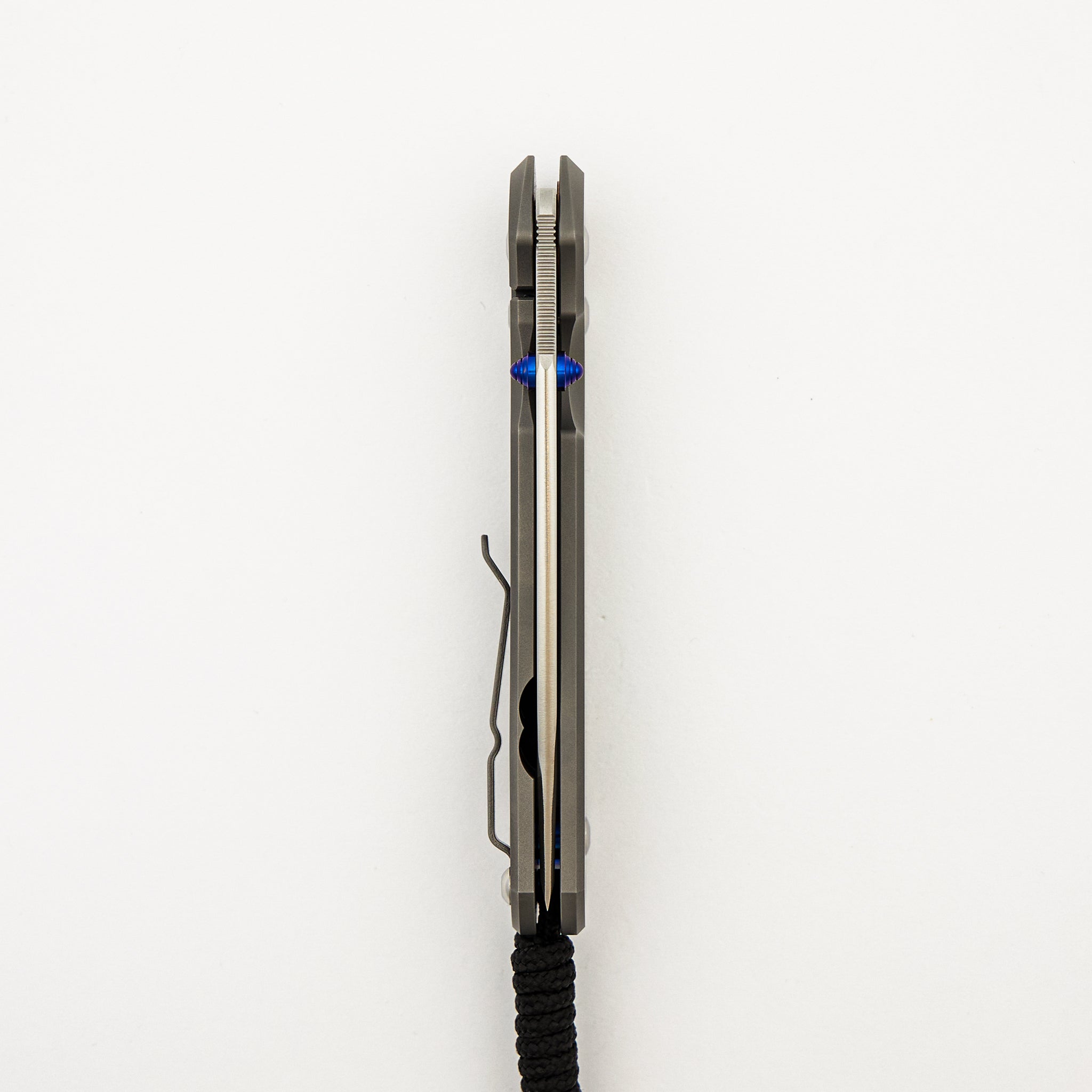 Large Sebenza 31 - Glass Blasted - Tanto CPM MagnaCut Blade - Blue Double Thumb Lugs