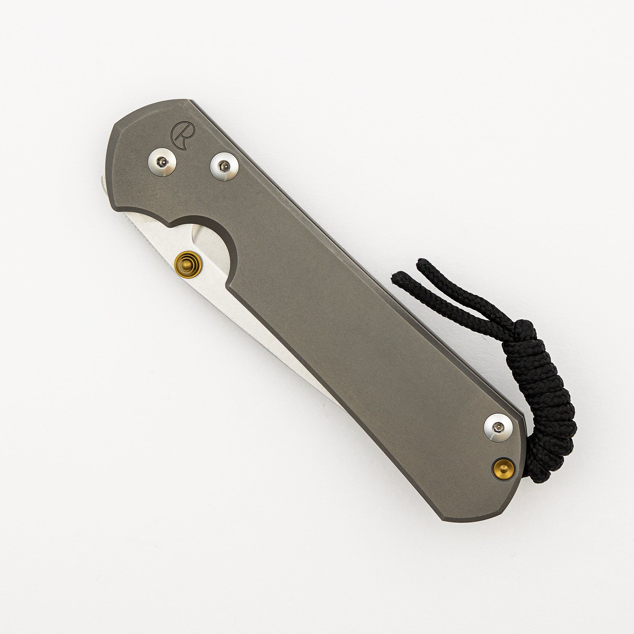 Large Sebenza 31 - Glass Blasted - Tanto CPM MagnaCut Blade - Gold Double Thumb Lugs