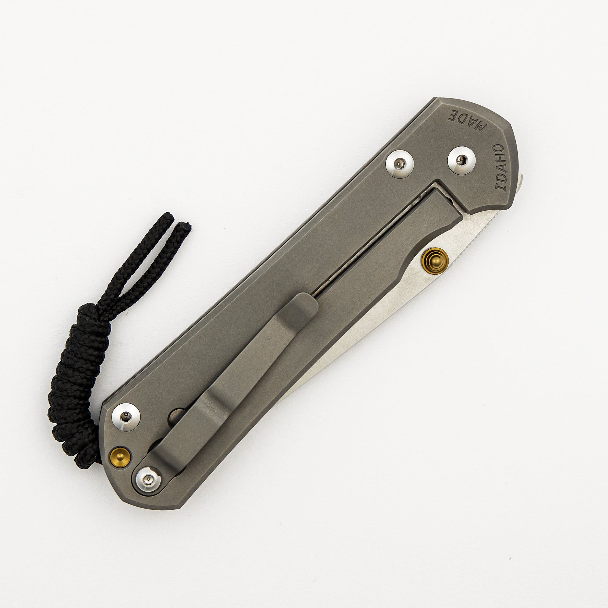 Large Sebenza 31 - Glass Blasted - Tanto CPM MagnaCut Blade - Gold Double Thumb Lugs