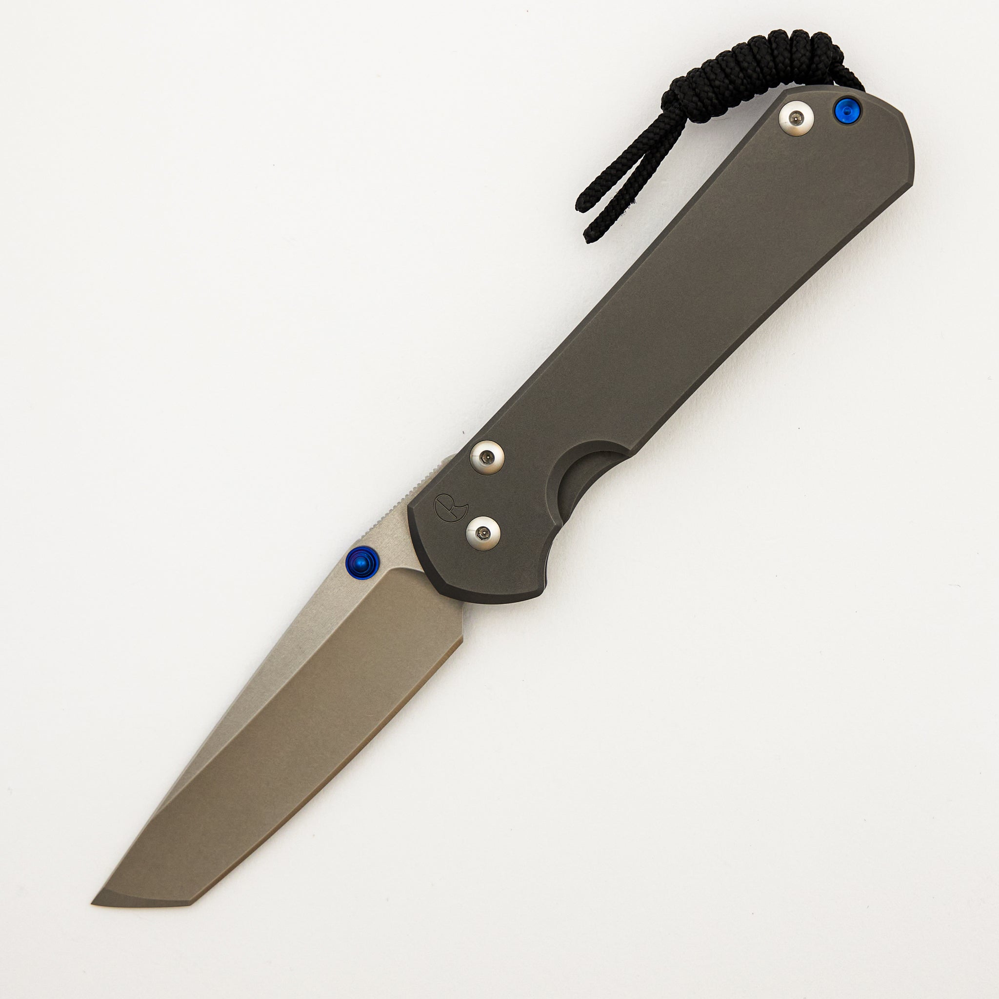 Large Sebenza 31 - Tanto CPM MagnaCut Blade - Glass Blasted - MIM Clip - Blue Double Lugs