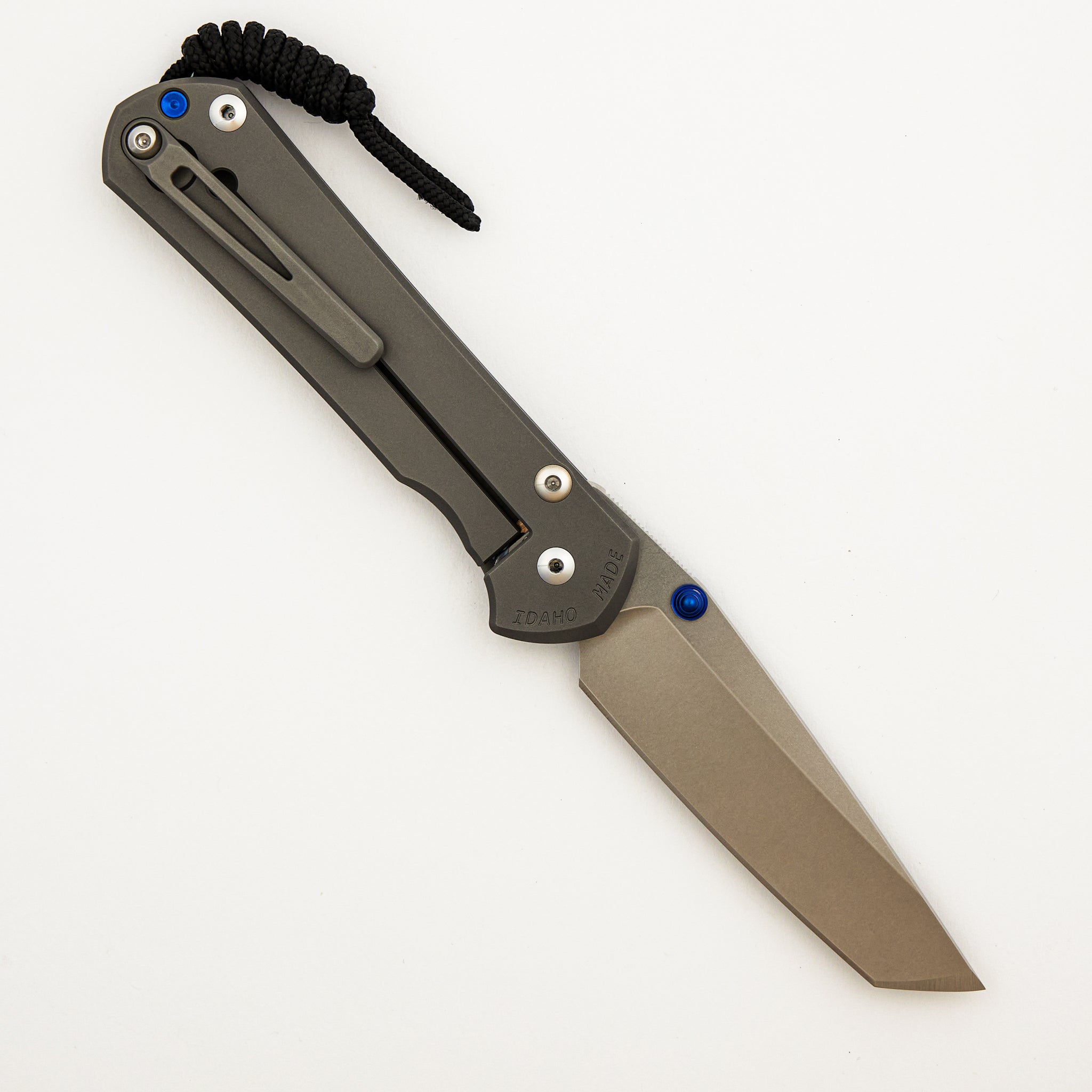 Large Sebenza 31 - Tanto CPM MagnaCut Blade - Glass Blasted - MIM Clip - Blue Double Lugs
