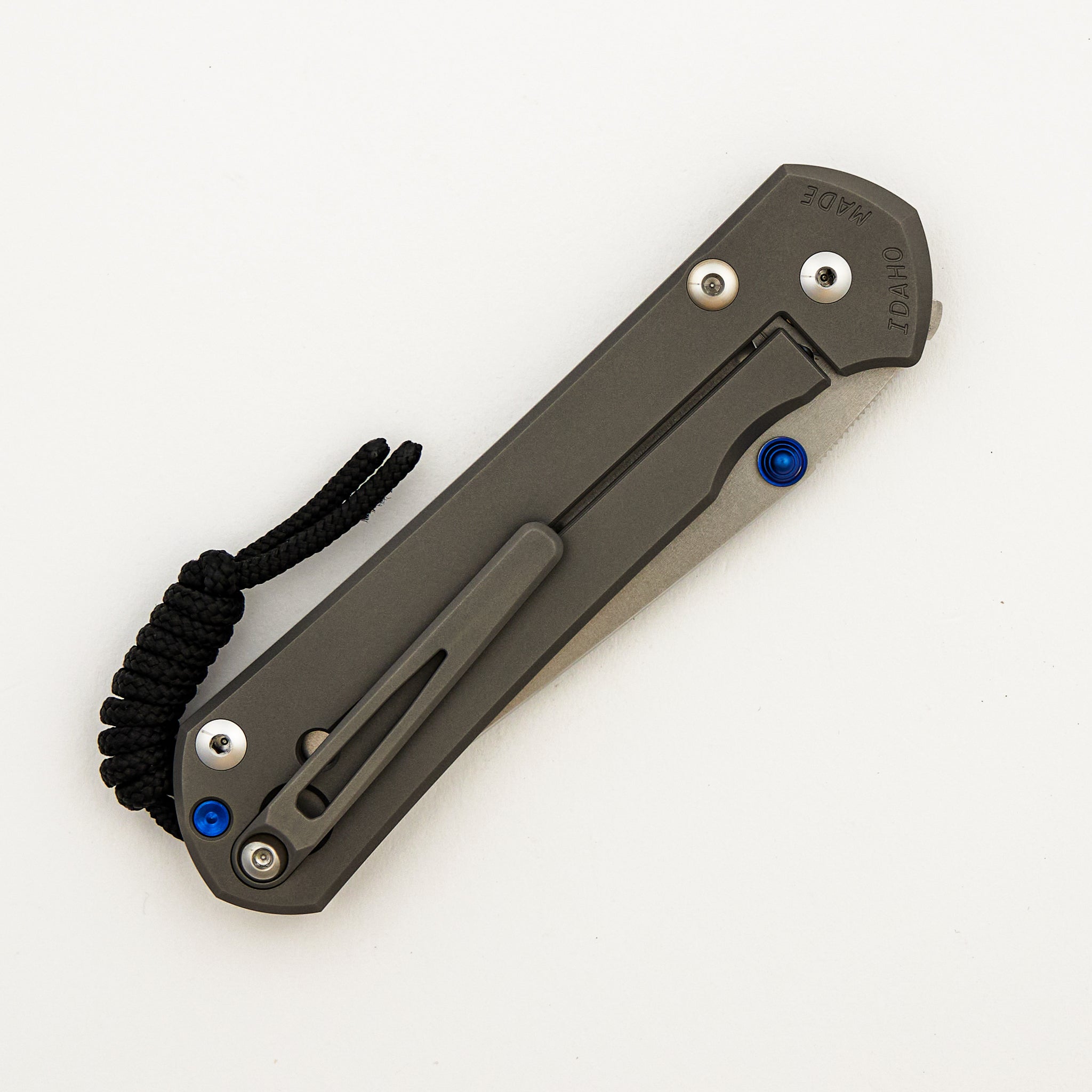 Large Sebenza 31 - Tanto CPM MagnaCut Blade - Glass Blasted - MIM Clip - Blue Double Lugs