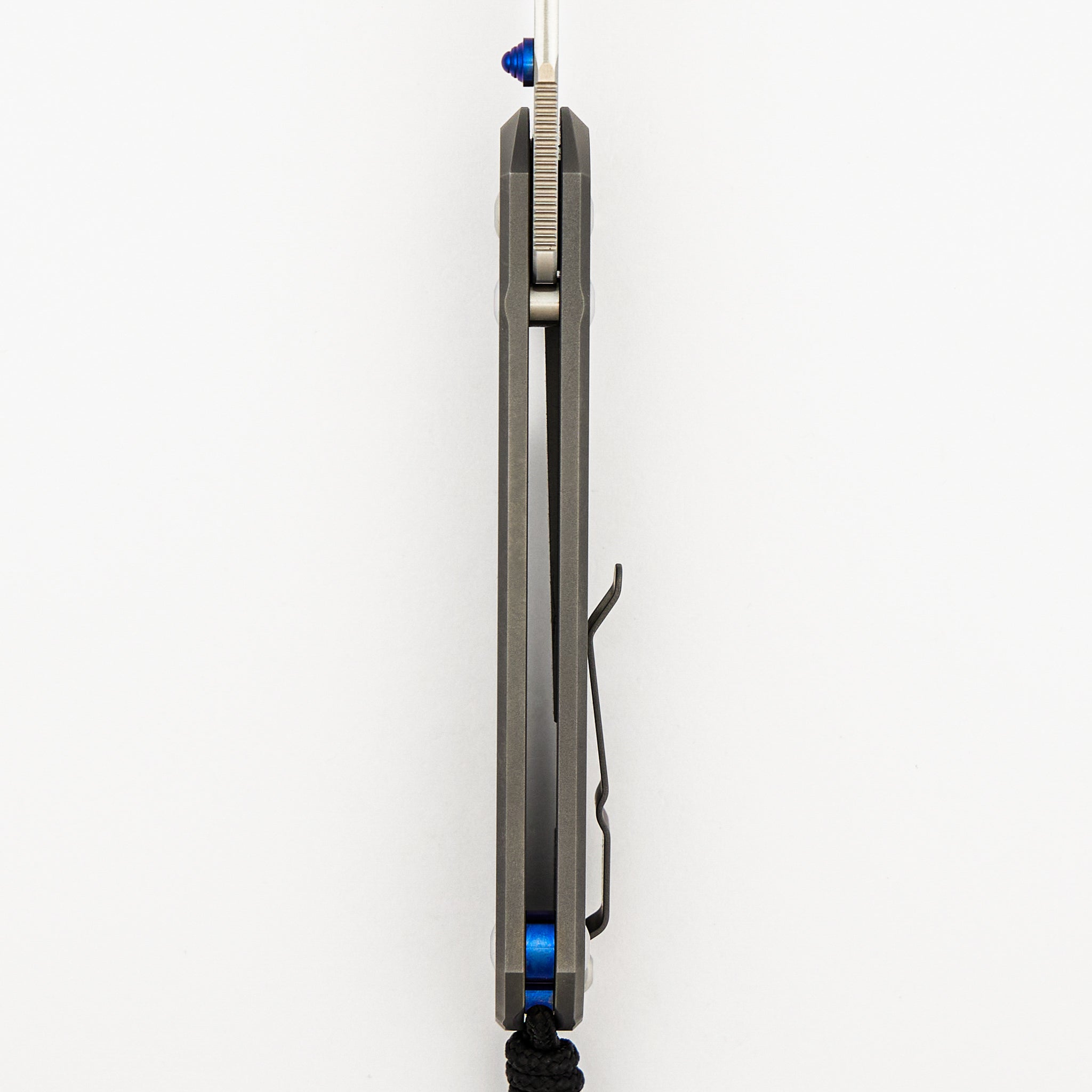 Large Sebenza 31 - Tanto CPM MagnaCut Blade - Glass Blasted - Blue Single Thumb Lug