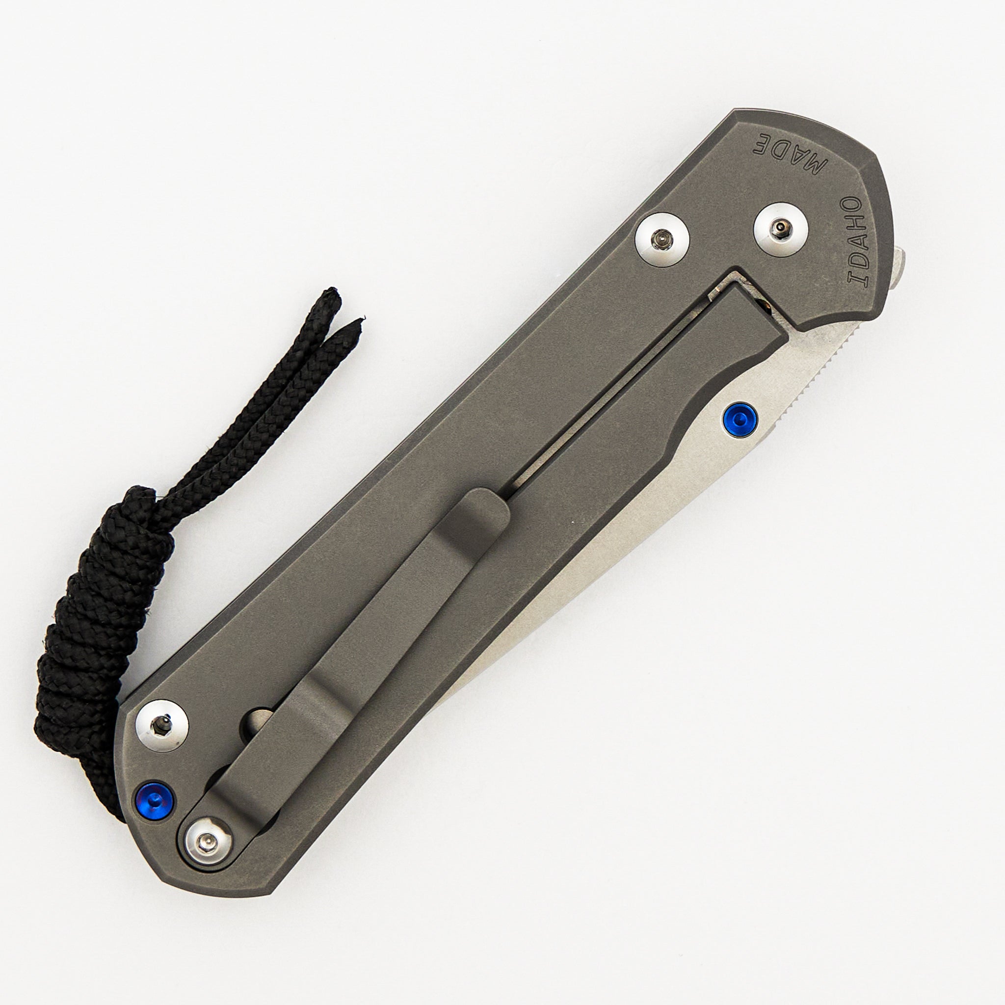 Large Sebenza 31 - Tanto CPM MagnaCut Blade - Glass Blasted - Blue Single Thumb Lug