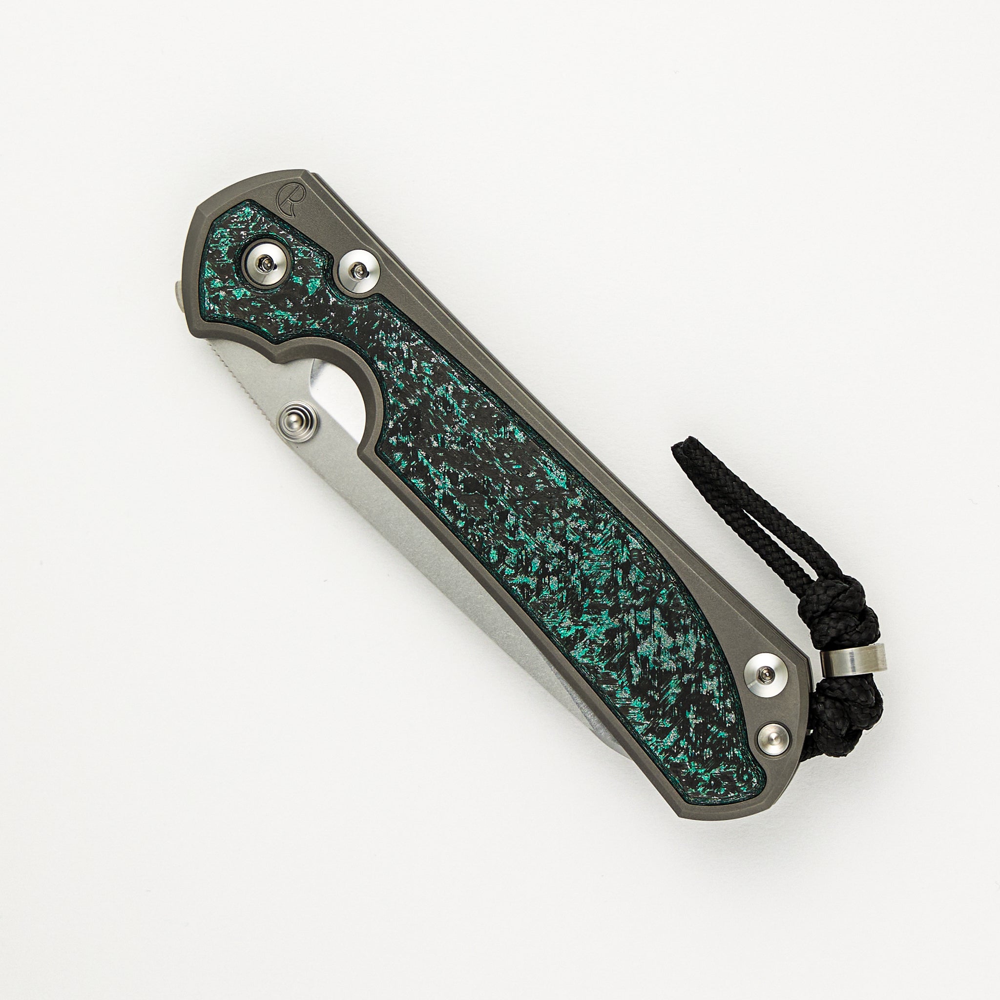 Large Sebenza 31 - Teal Magnetic CarboTi Inlays - Insingo CPM MagnaCut Blade - Silver Double Thumb Lugs - 2025 R1 Invitational