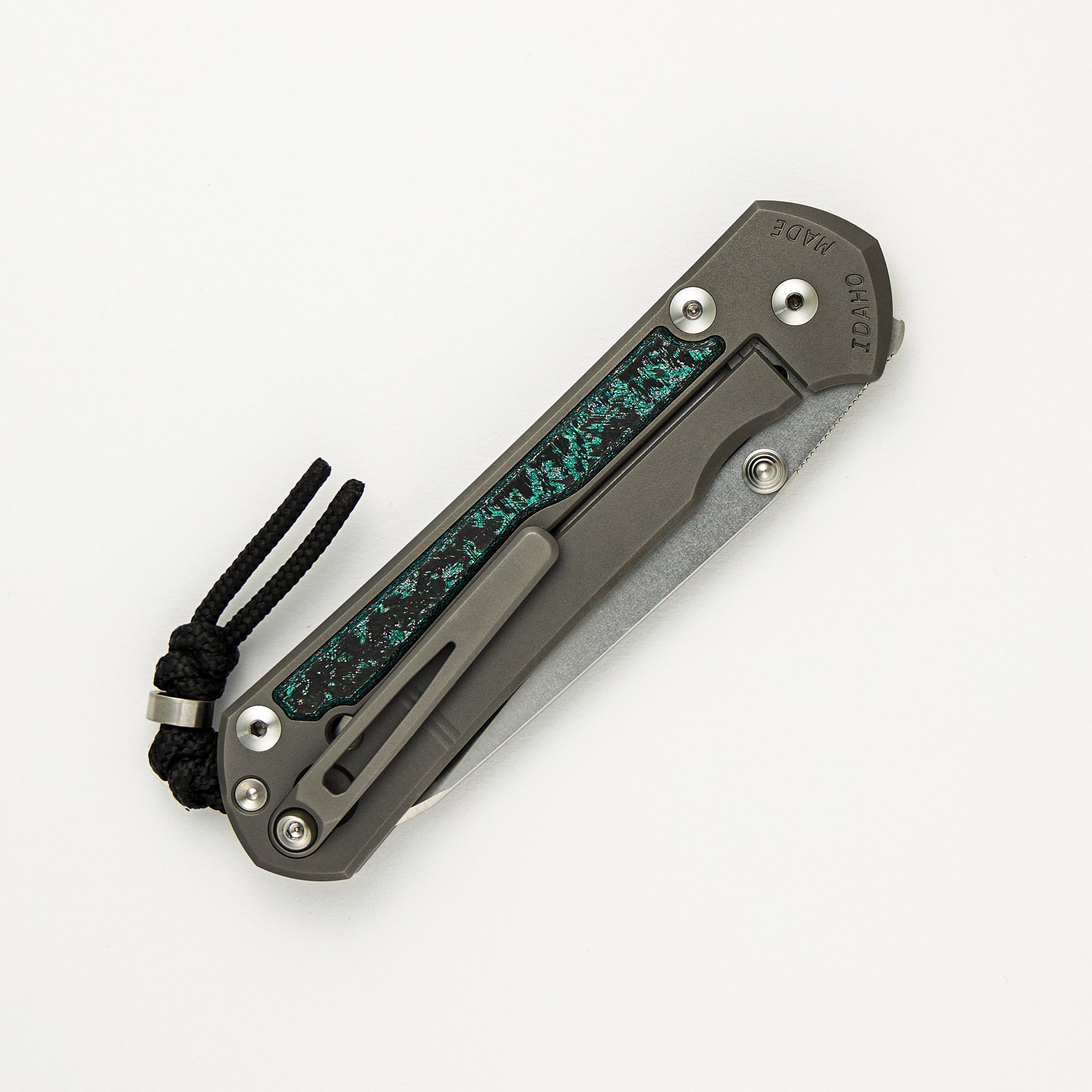Large Sebenza 31 - Teal Magnetic CarboTi Inlays - Insingo CPM MagnaCut Blade - Silver Double Thumb Lugs - 2025 R1 Invitational