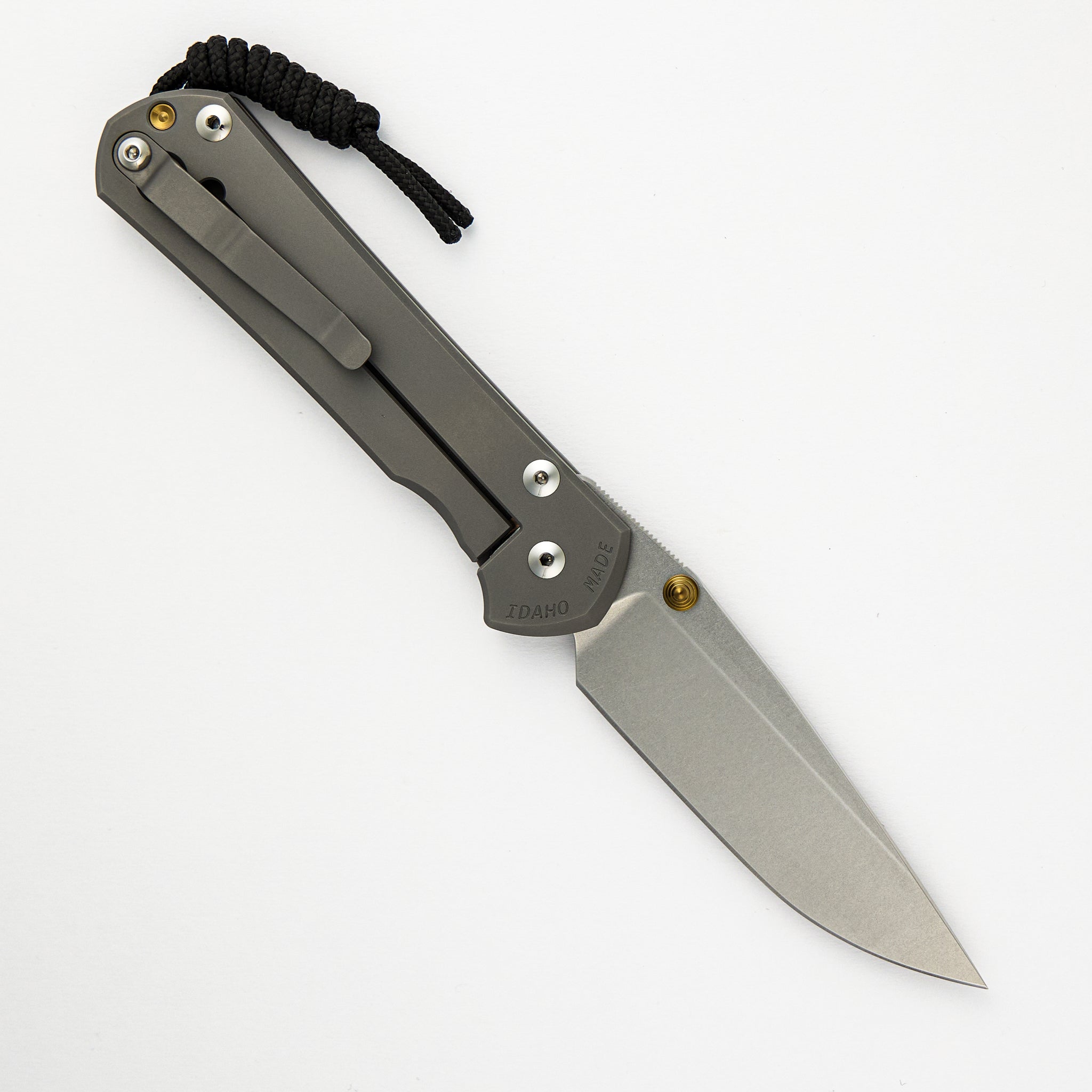 Large Sebenza 31 - Glass Blasted - Drop Point CPM MagnaCut Blade - Gold Double Thumb Lugs