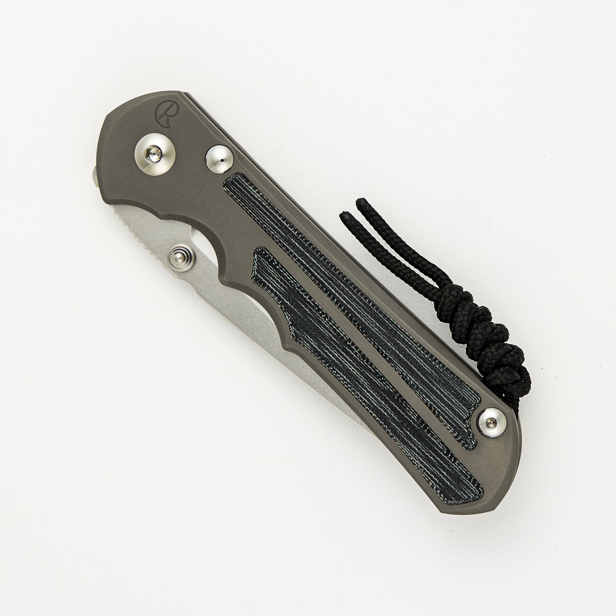 Large Inkosi - Tanto CPM MagnaCut Blade - Glass Blasted - Black Canvas Micarta Inlays