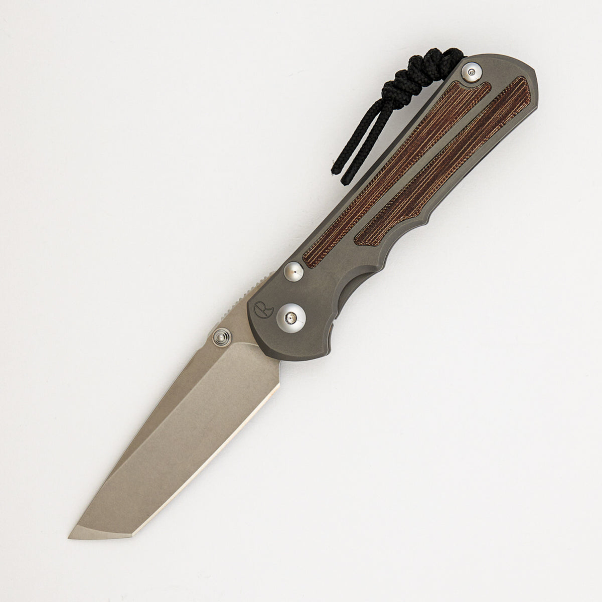 Large Inkosi - Tanto CPM MagnaCut Blade - Glass Blasted - Natural Canvas Micarta Inlays