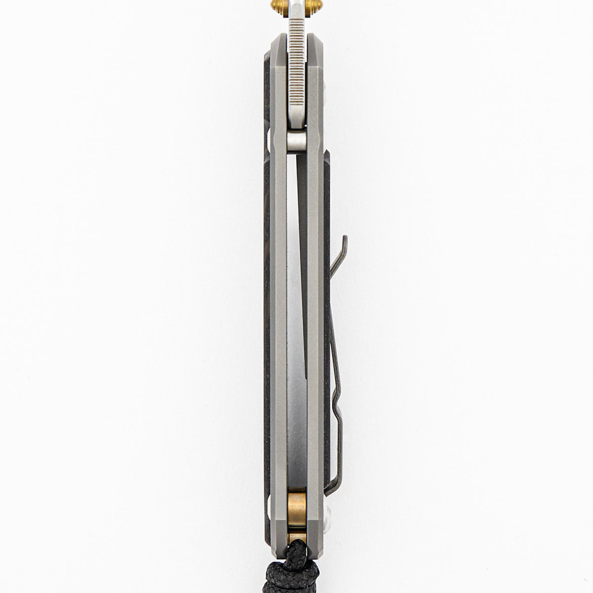 Small Sebenza 31 - Bog Oak Inlay - Tanto CPM MagnaCut Blade - Gold Double Thumb Lugs