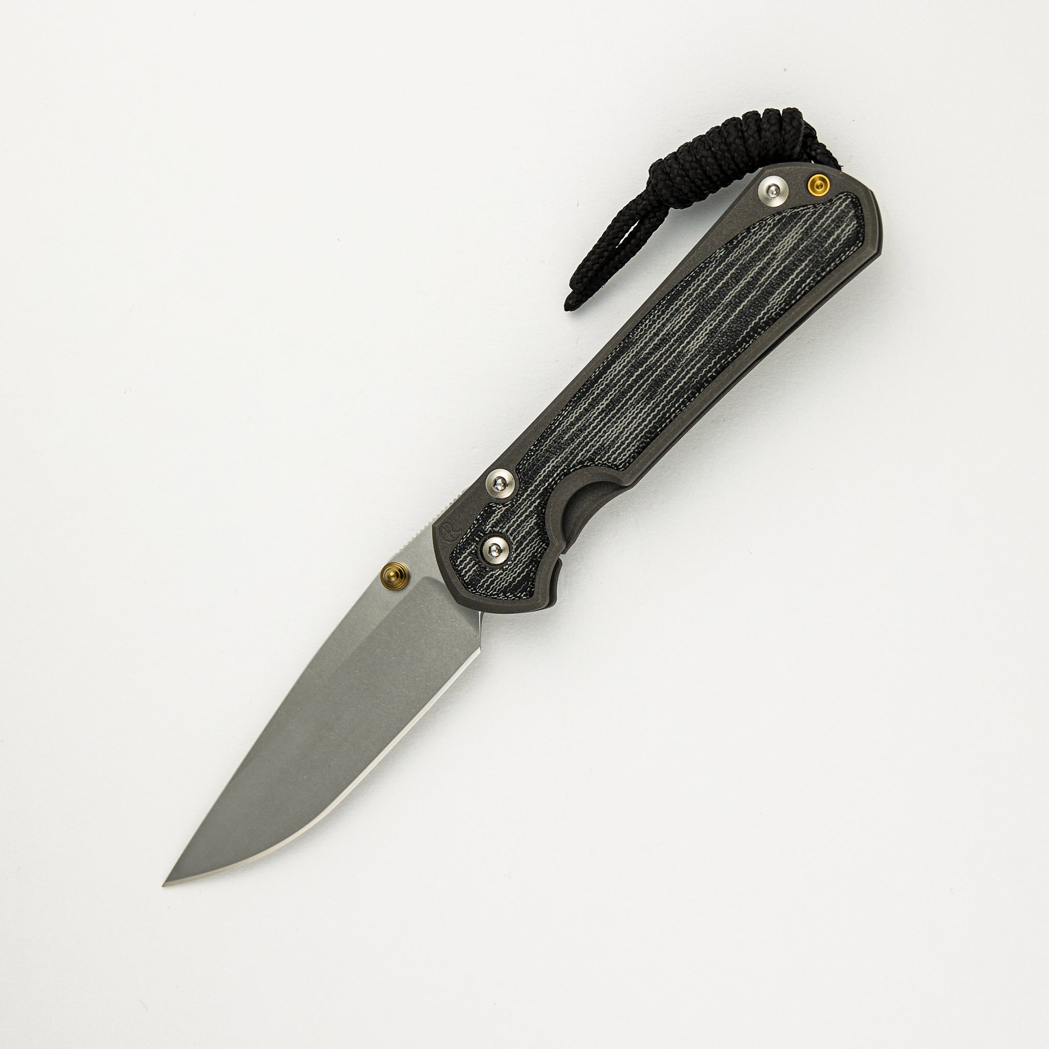 Small Sebenza 31 - Drop Point CPM MagnaCut Blade - Black Canvas Micarta Inlays - Gold Double Thumb Lugs