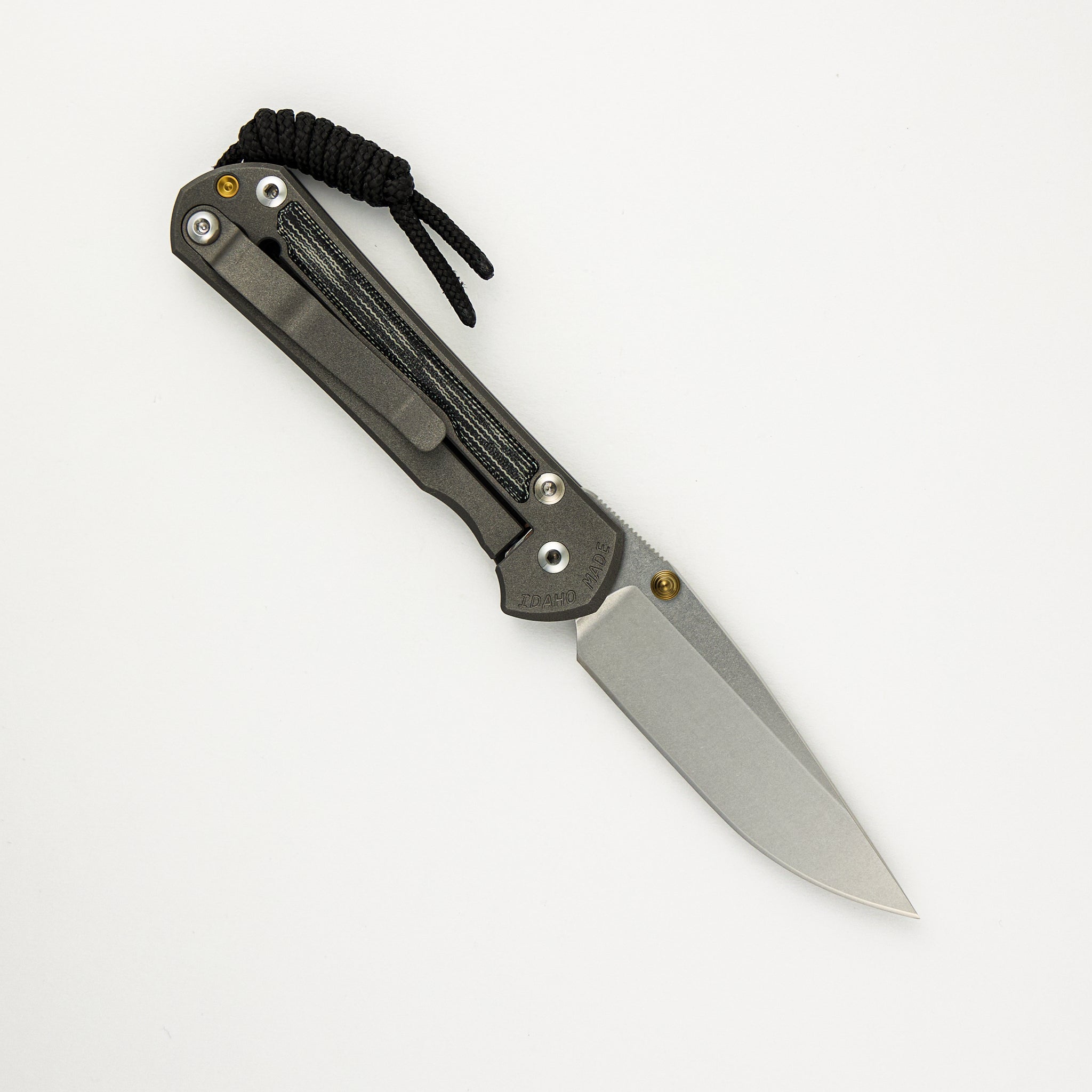 Small Sebenza 31 - Drop Point CPM MagnaCut Blade - Black Canvas Micarta Inlays - Gold Double Thumb Lugs