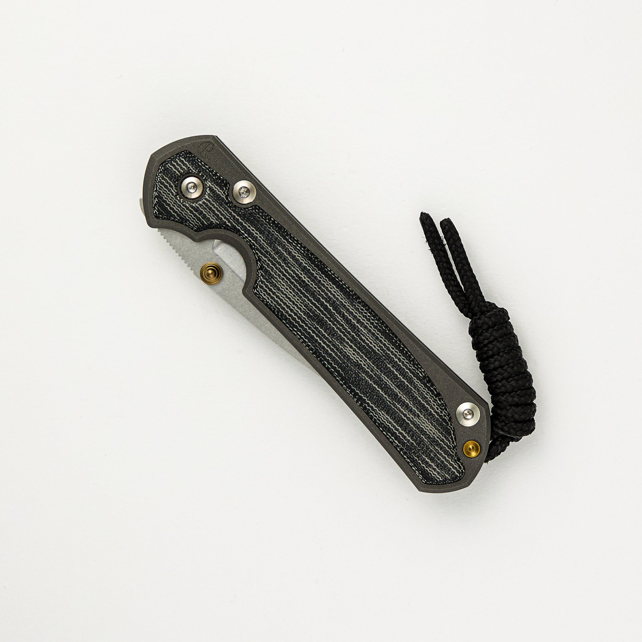 Small Sebenza 31 - Drop Point CPM MagnaCut Blade - Black Canvas Micarta Inlays - Gold Double Thumb Lugs