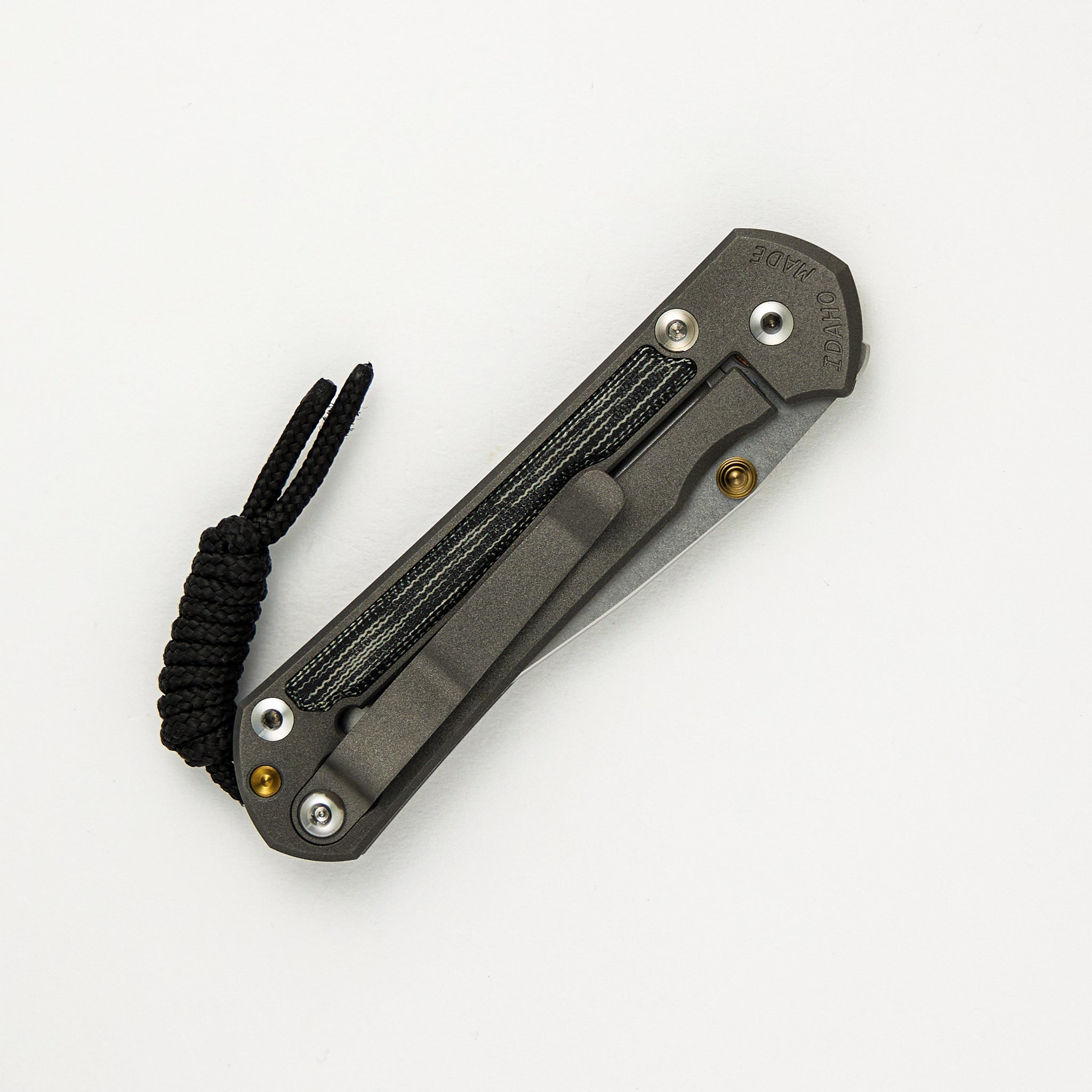 Small Sebenza 31 - Drop Point CPM MagnaCut Blade - Black Canvas Micarta Inlays - Gold Double Thumb Lugs