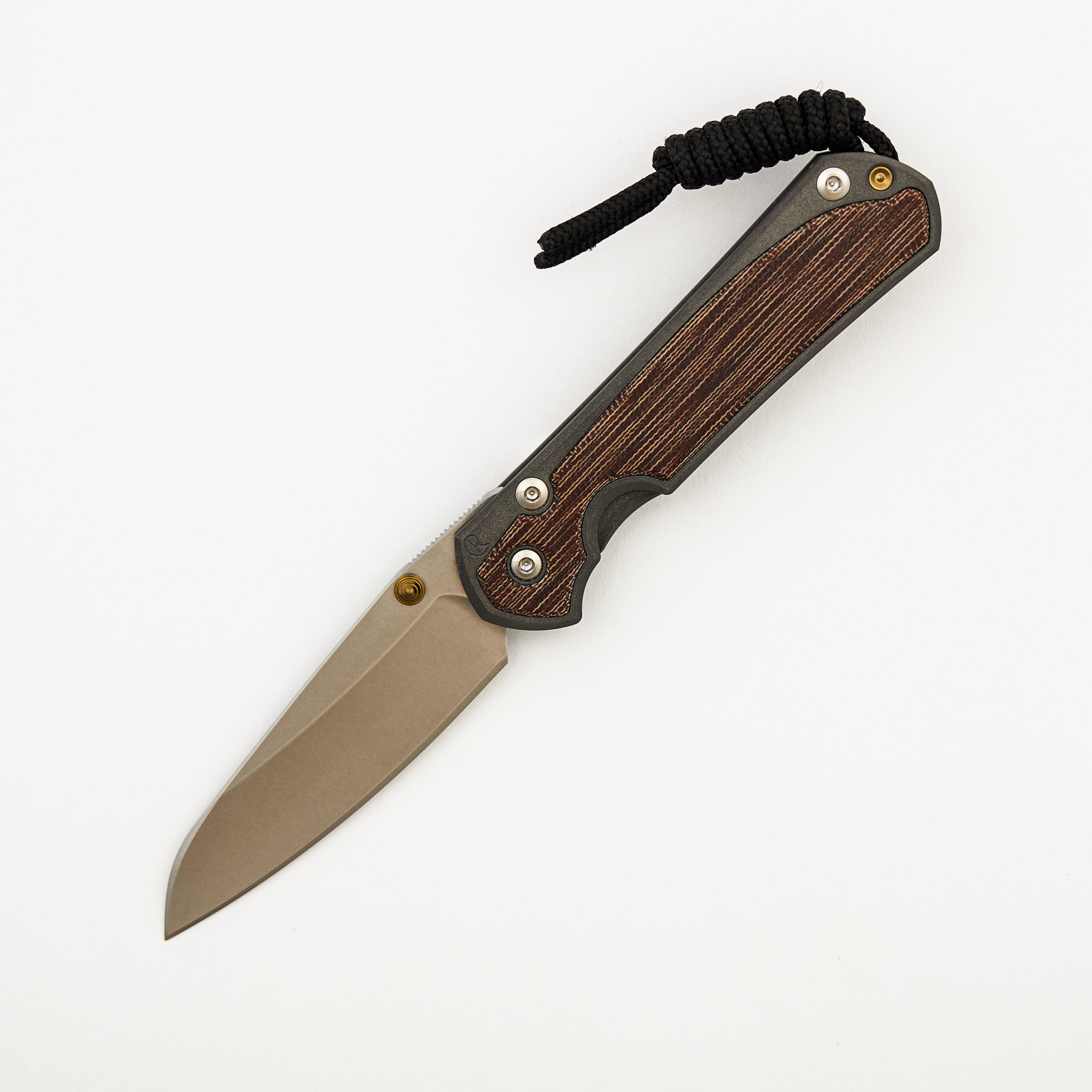 Small Sebenza 31 - Natural Canvas Micarta Inlays - Insingo CPM MagnaCut Blade - Gold Double Thumb Lugs
