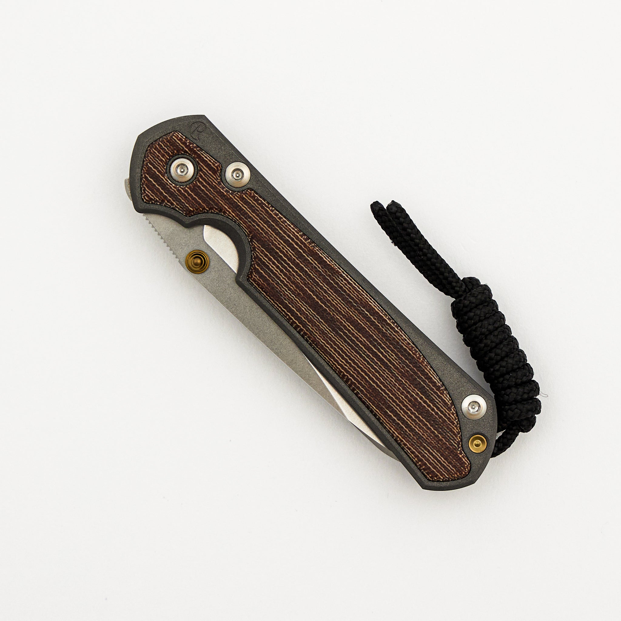 Small Sebenza 31 - Natural Canvas Micarta Inlays - Insingo CPM MagnaCut Blade - Gold Double Thumb Lugs