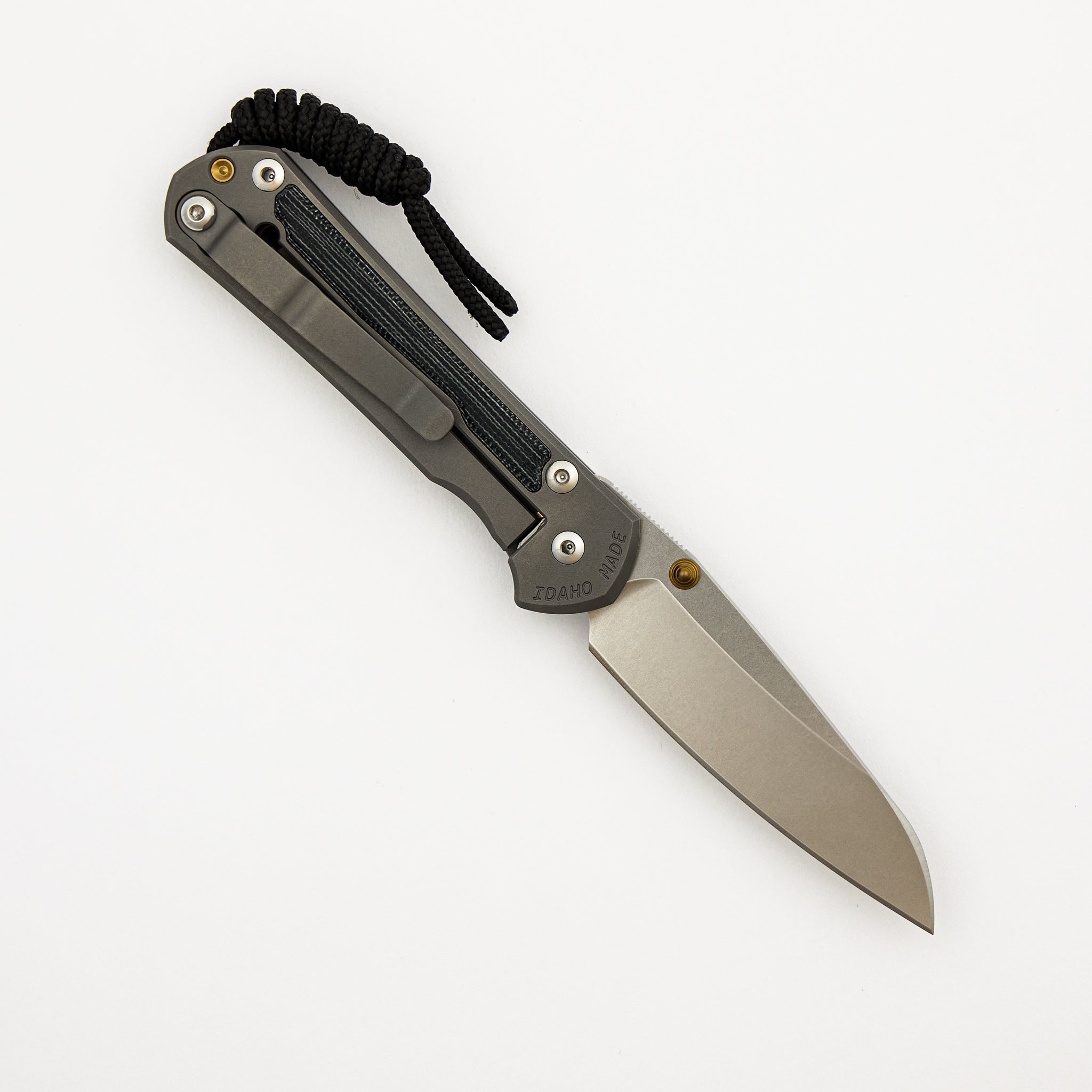 Small Sebenza 31 - Black Canvas Micarta Inlays - Insingo CPM MagnaCut Blade - Glass Blasted - Gold Double Thumb Lugs