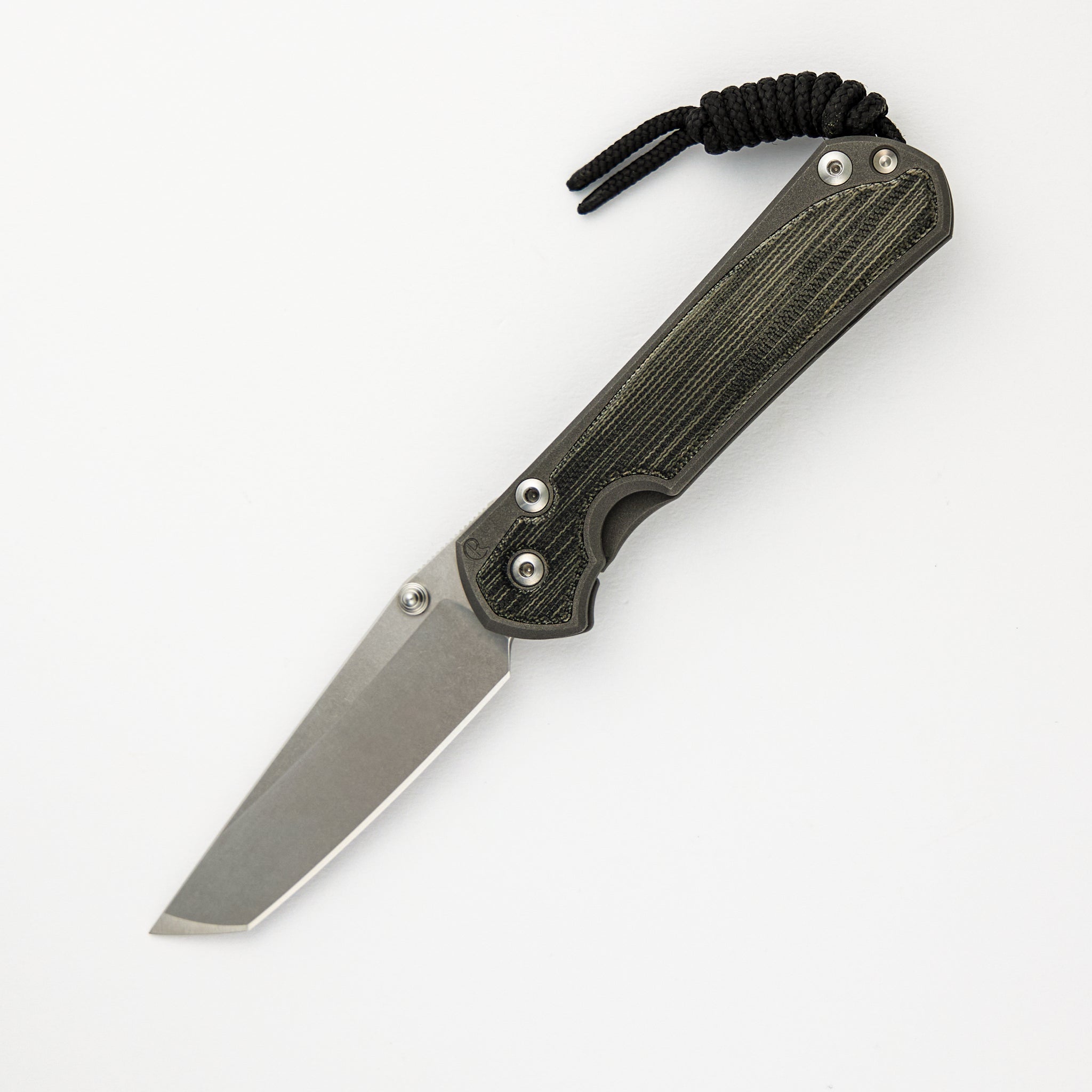 Small Sebenza 31 - Black Canvas Micarta Inlay - Tanto CPM MagnaCut Blade - Silver Double Thumb Lugs