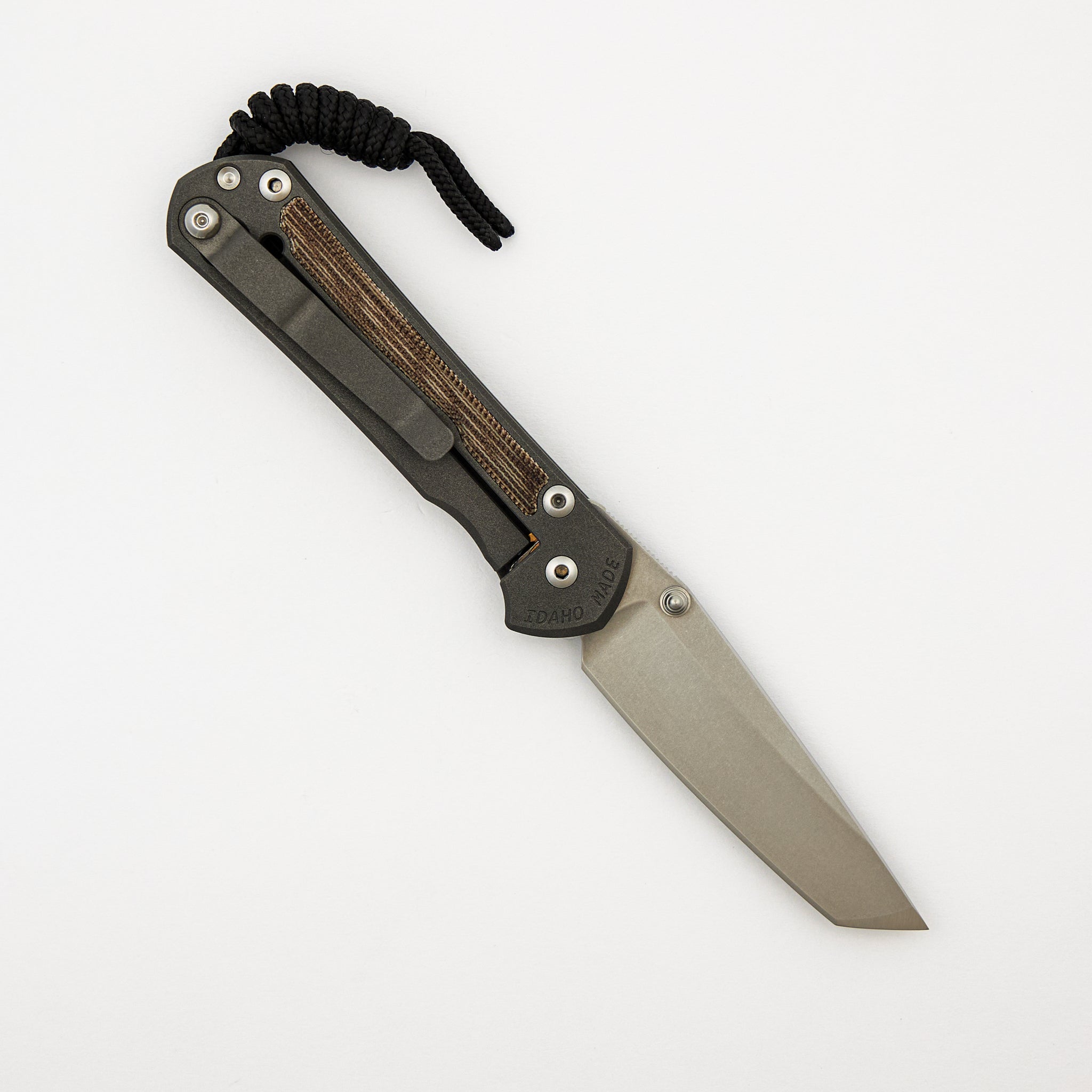 Small Sebenza 31 - Natural Canvas Micarta Inlay - Tanto CPM MagnaCut Blade - Silver Double Thumb Lugs