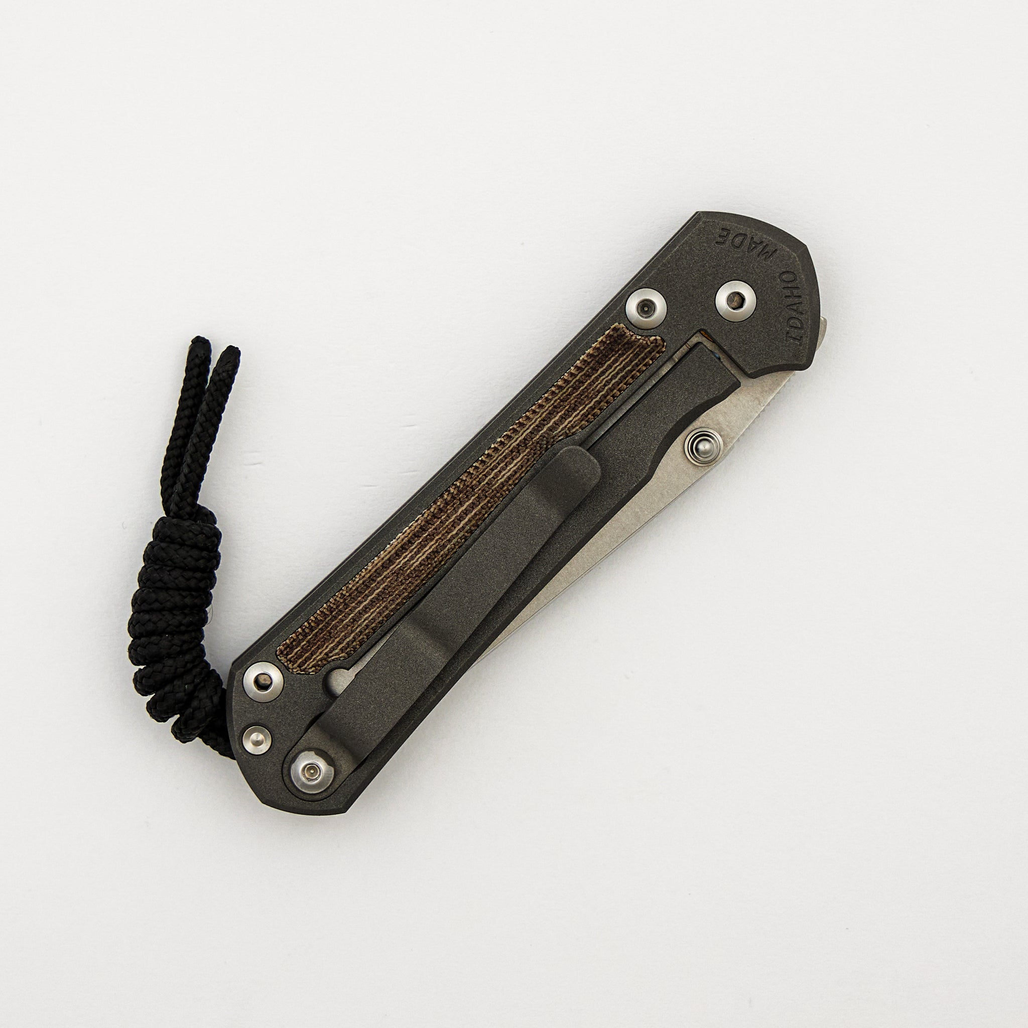 Small Sebenza 31 - Natural Canvas Micarta Inlay - Tanto CPM MagnaCut Blade - Silver Double Thumb Lugs