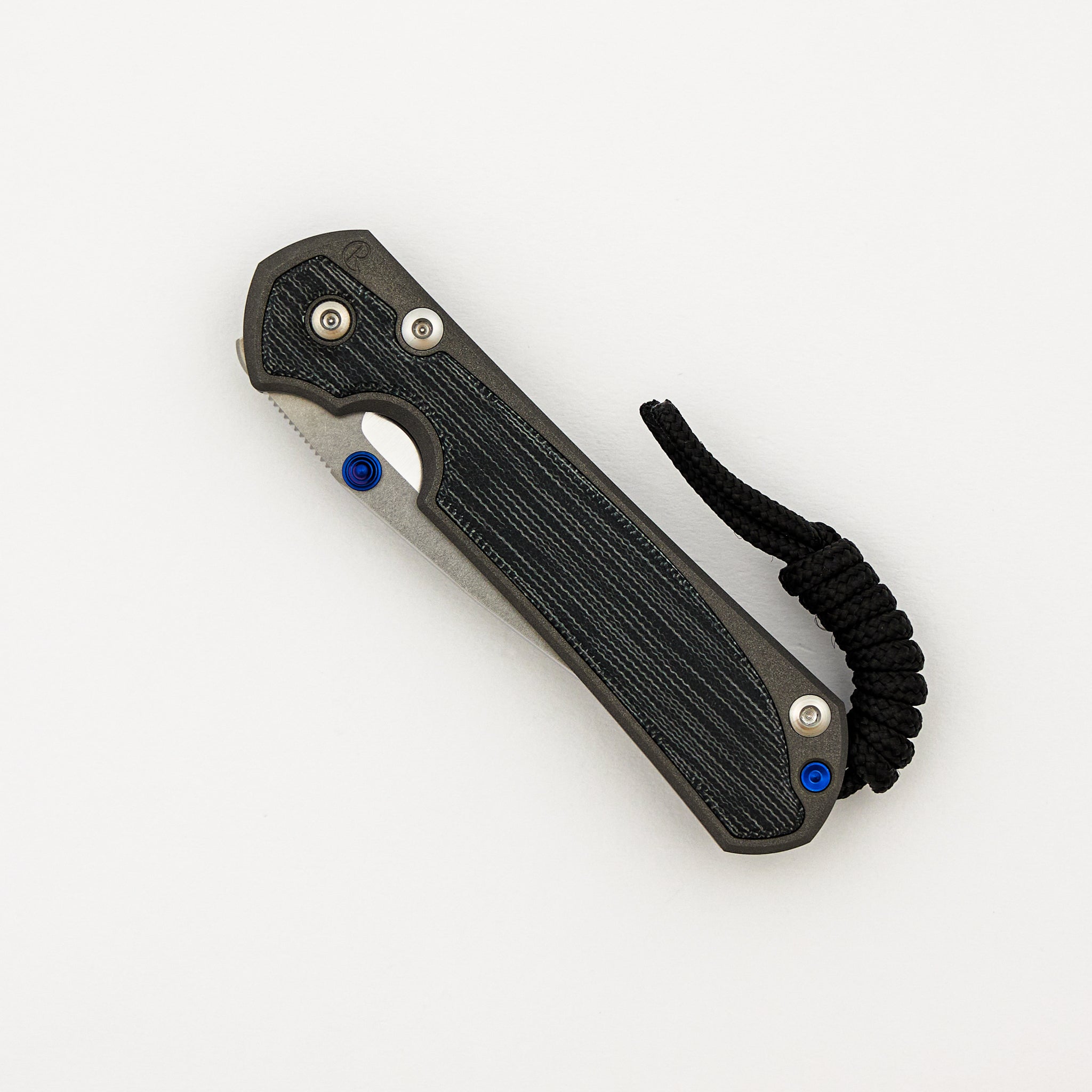 Small Sebenza 31 - Black Canvas Micarta Inlay - Polished CPM MagnaCut Blade – Blue Double Thumb Lugs