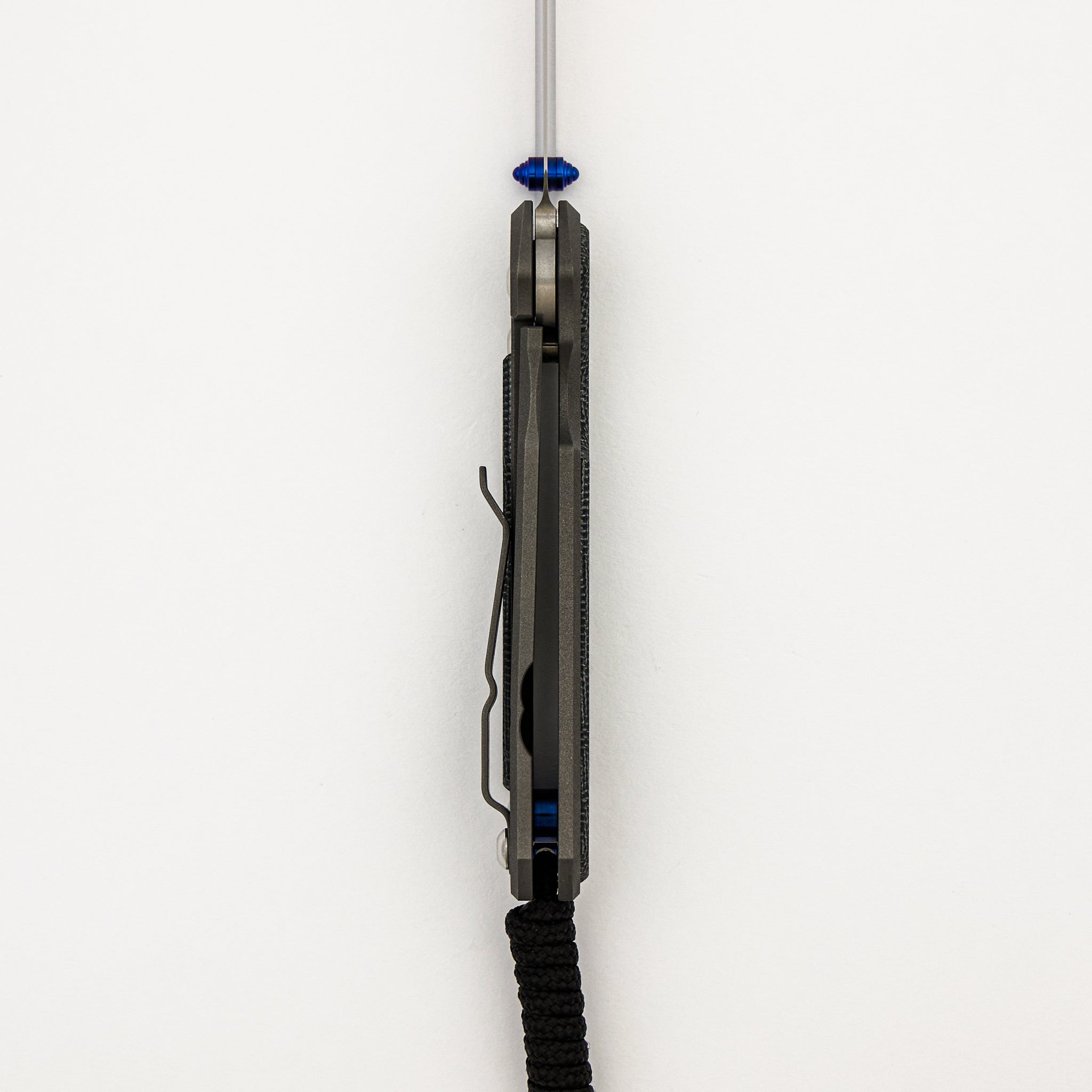Small Sebenza 31 - Black Canvas Micarta Inlay - Polished CPM MagnaCut Blade – Blue Double Thumb Lugs