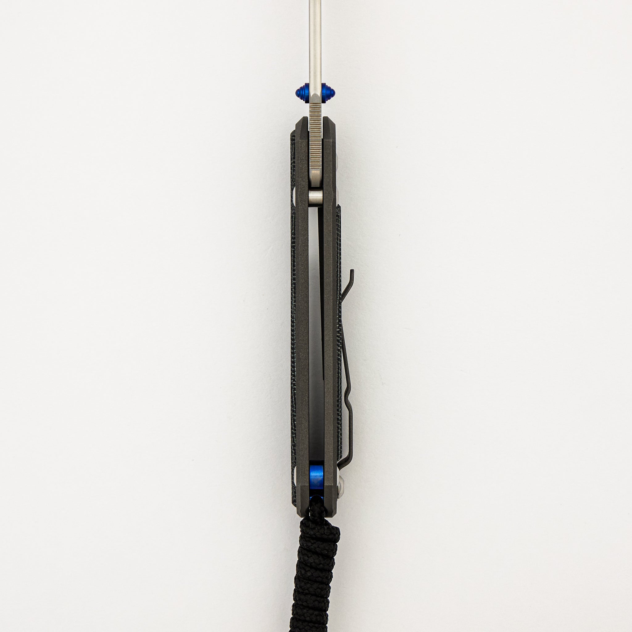 Small Sebenza 31 - Black Canvas Micarta Inlay - Polished CPM MagnaCut Blade – Blue Double Thumb Lugs