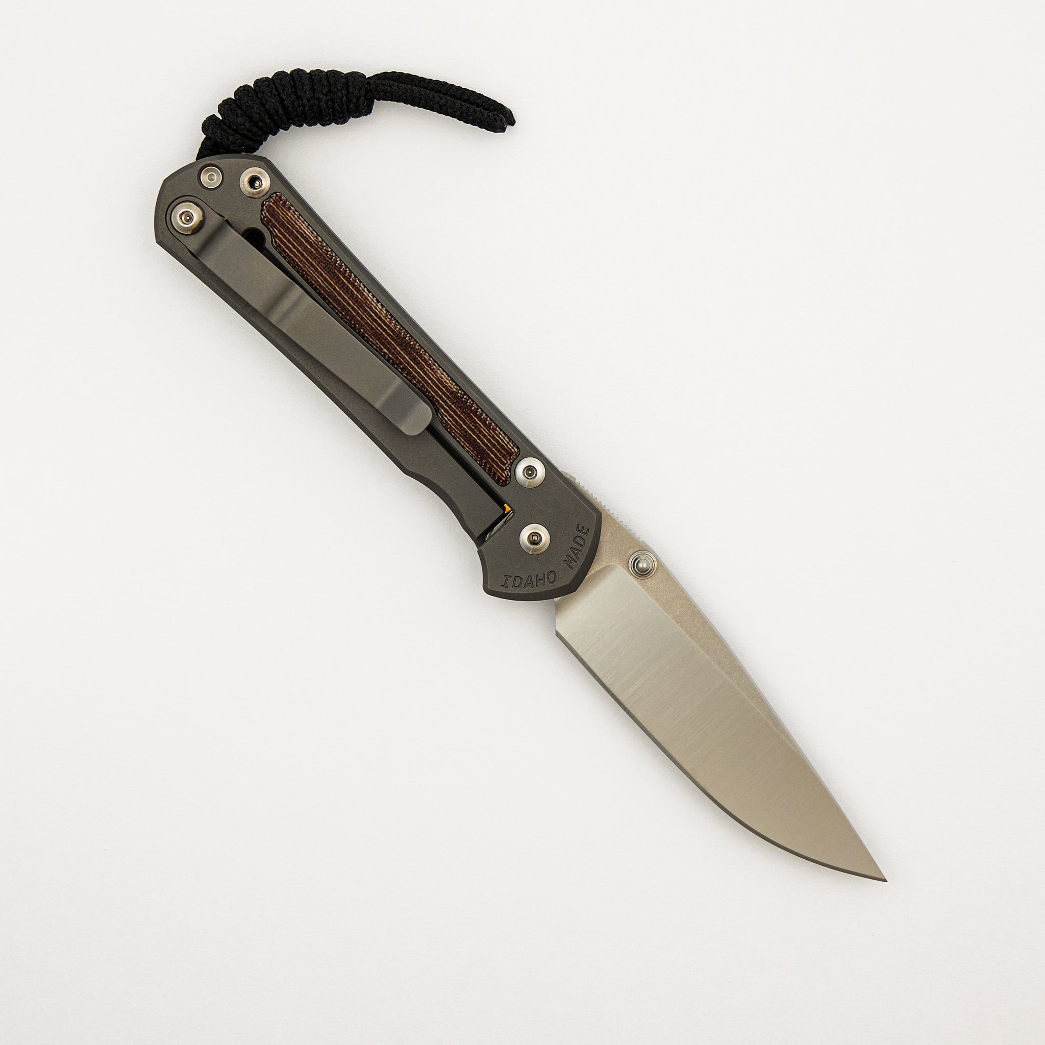 Small Sebenza 31 - Natural Canvas Micarta Inlay - Drop Point Polished CPM MagnaCut Blade - Glass Blasted - Silver Double Thumb Lugs
