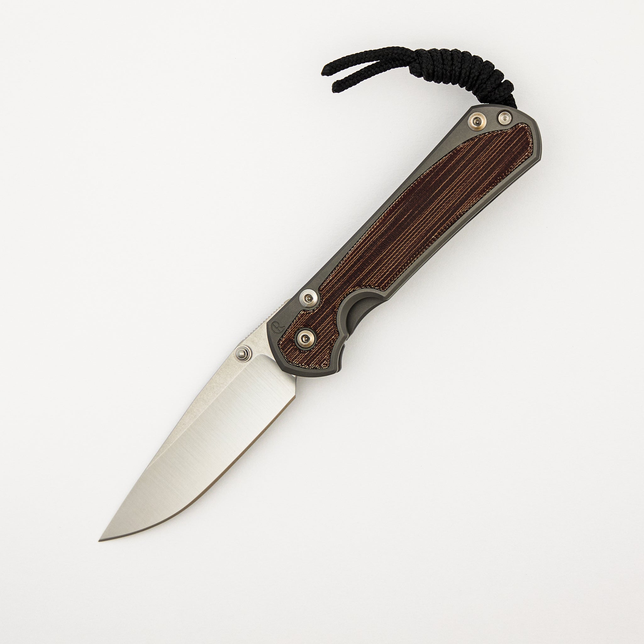 Small Sebenza 31 - Natural Canvas Micarta Inlay - Drop Point Polished CPM MagnaCut Blade - Glass Blasted - Silver Double Thumb Lugs