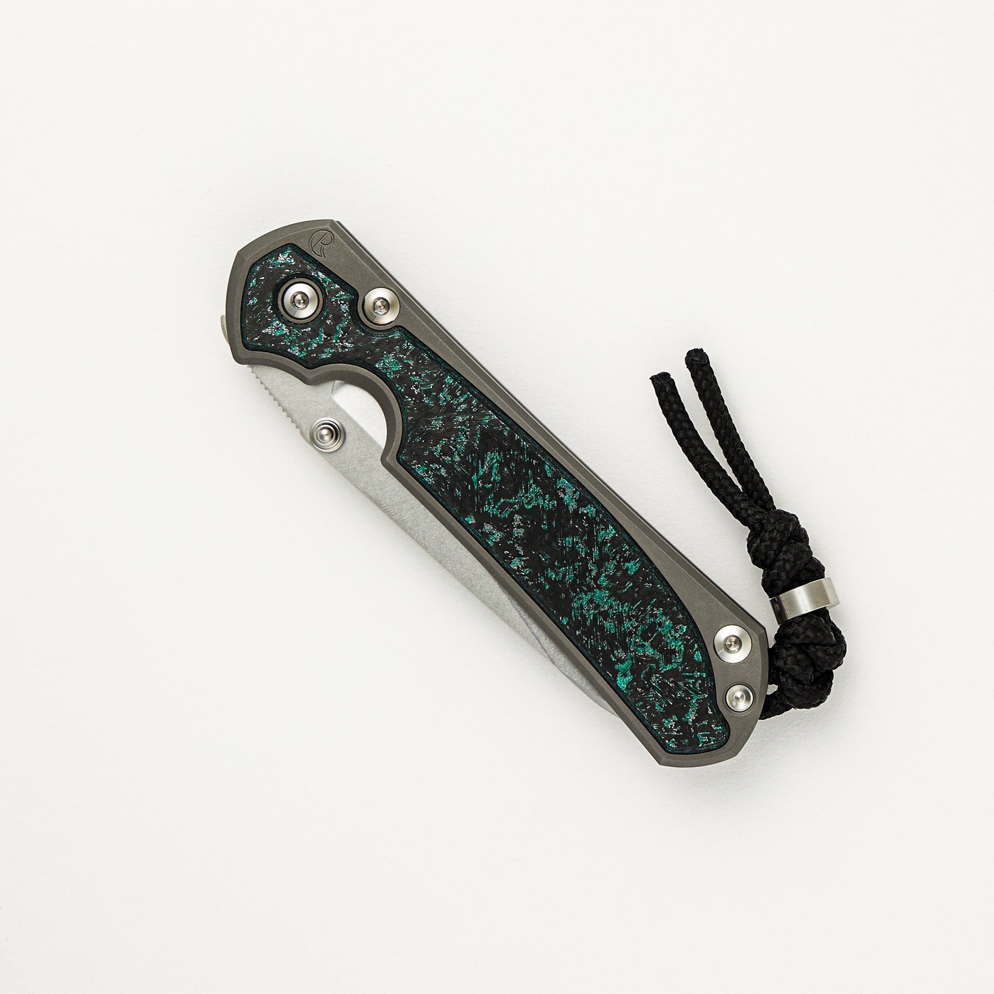 Small Sebenza 31 - Teal Magnetic CarboTi Inlays - Insingo CPM MagnaCut Blade - Silver Double Thumb Lugs - 2025 R1 Invitational