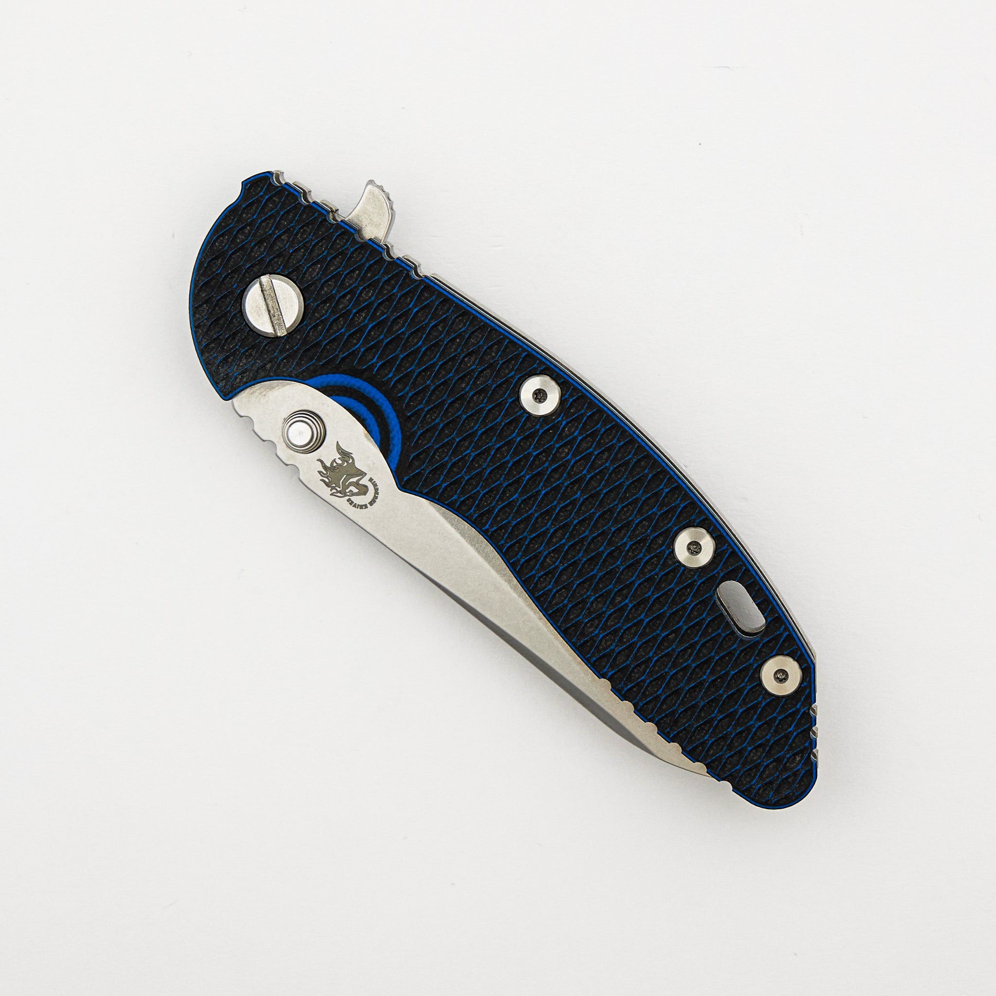 XM-18 3.5" - S45VN - Sheepsfoot - Tri-Way - Stonewash - Blue/Black G10