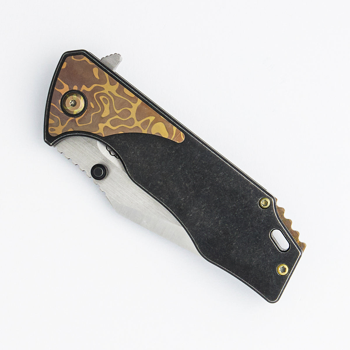 J-Cape V4 - CPM 20CV Blade - Black Titanium Handle - Mokume Accents