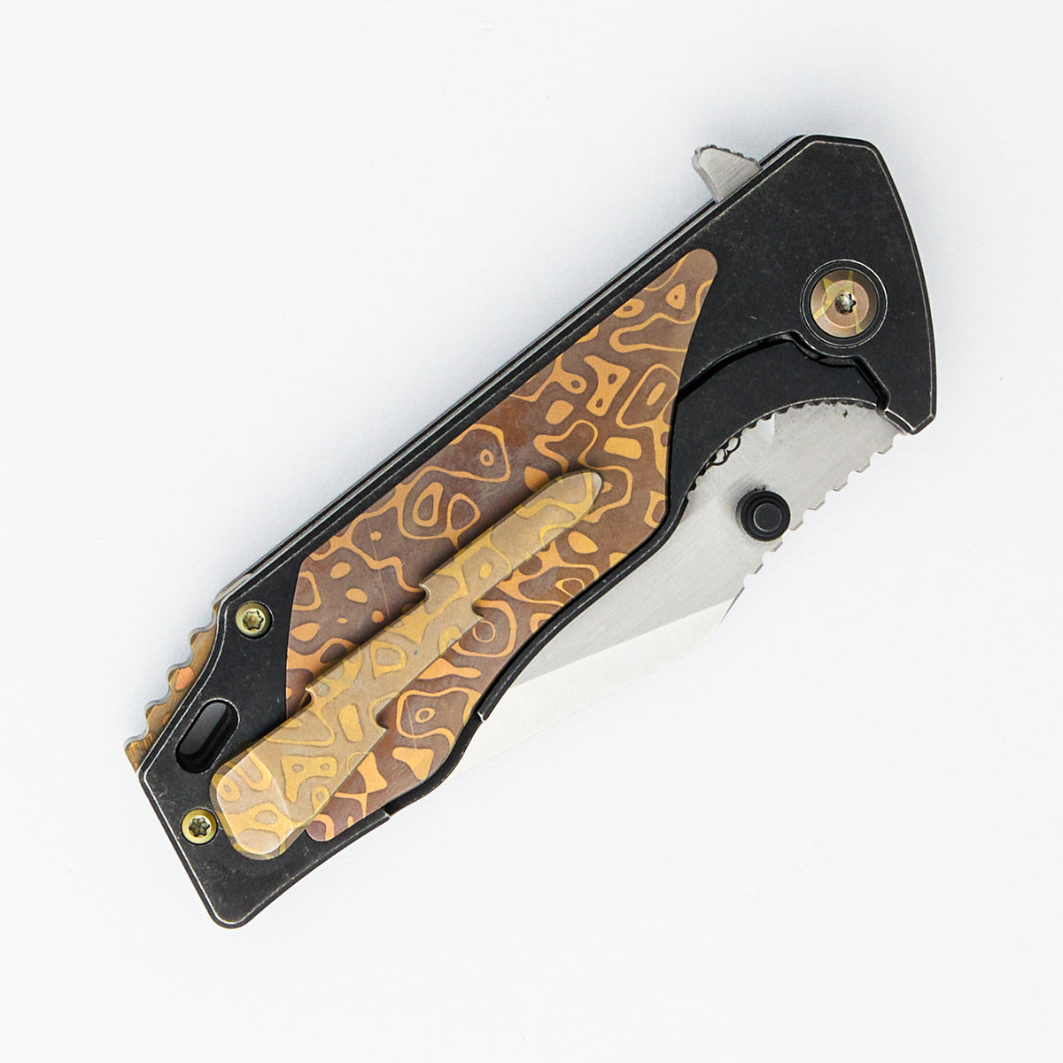 J-Cape V4 - CPM 20CV Blade - Black Titanium Handle - Mokume Accents