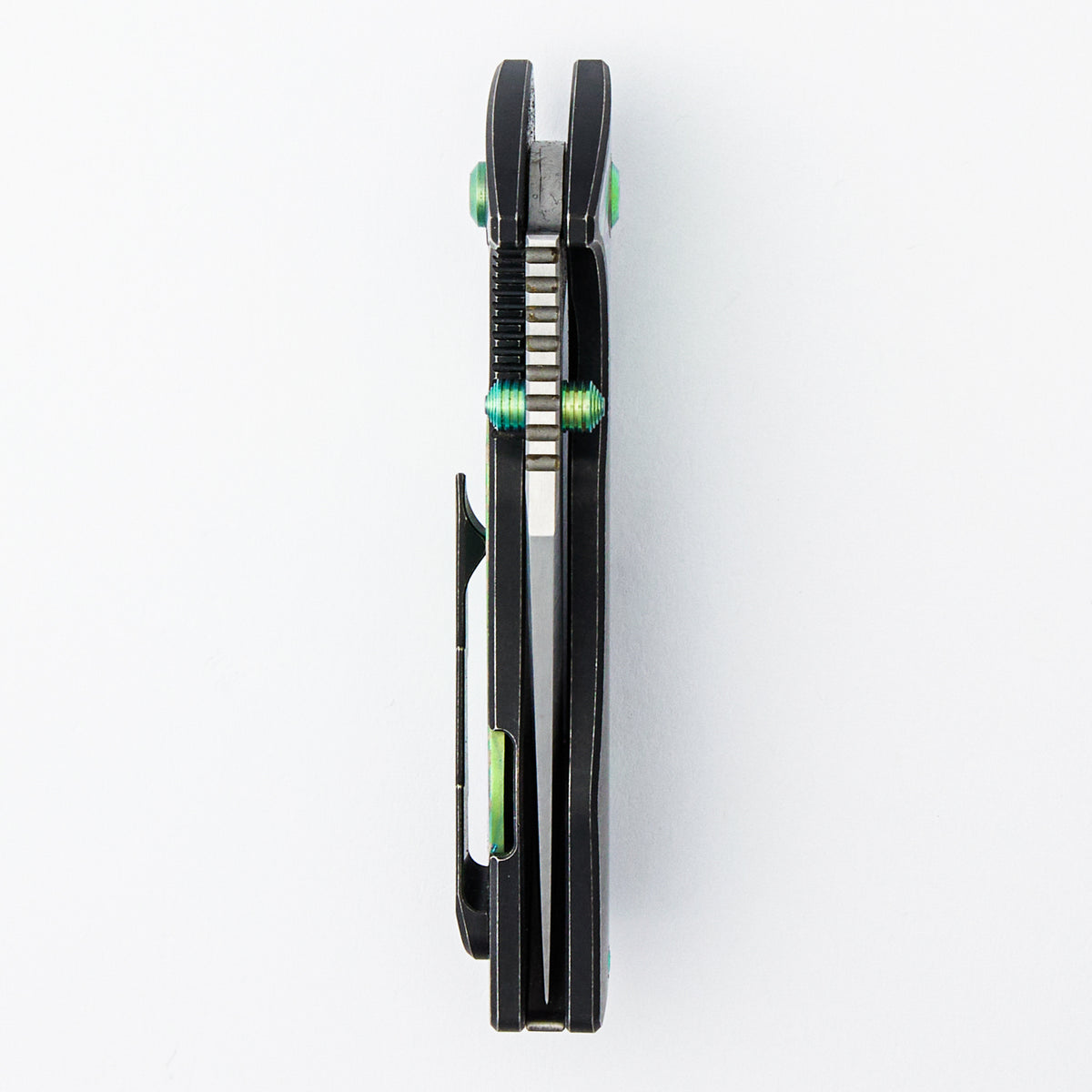 J-Cape V4 - CPM 20CV Blade - Black Titanium Handle - Silver/Green Celtic Titanium Inlays
