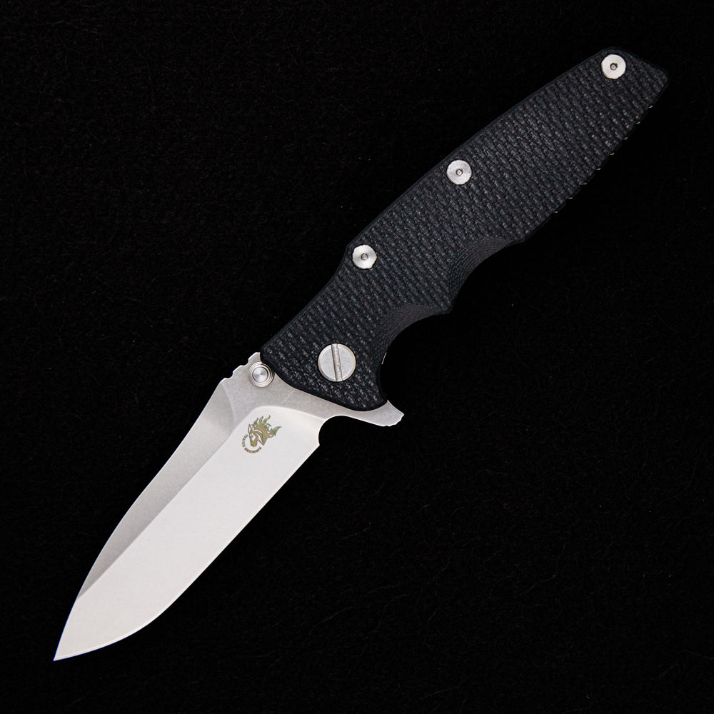 HINDERER EKLIPSE 3.5″ M390 SWEDGED SPEAR TRI-WAY BATTLE BLACK STONEWASH BLADE BLACK G10