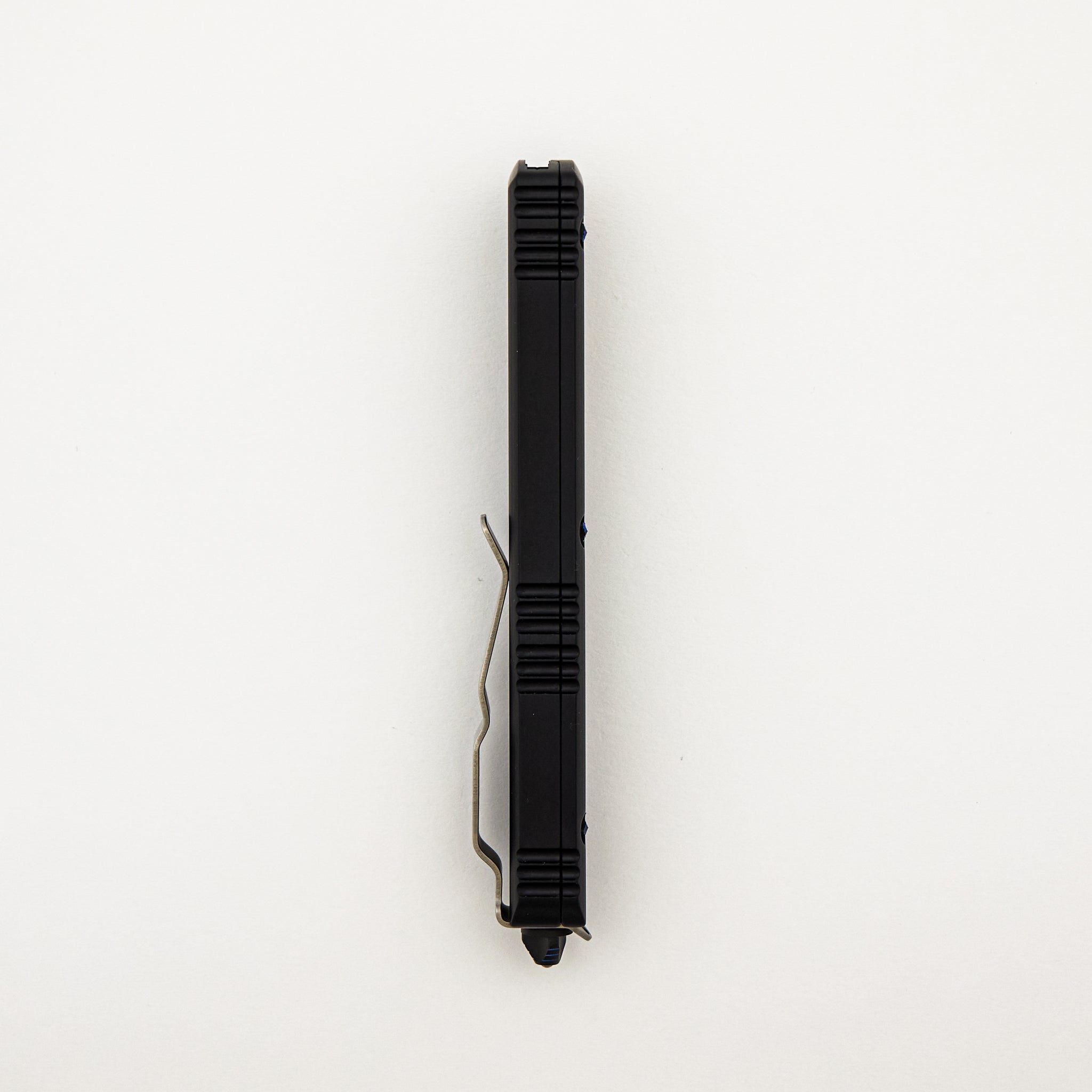 Marfione Custom Knives Ultratech - Hellhound Tanto Mirror Polish - Anodized Hefted Alloy W/ Blue Ringed Titanium HW