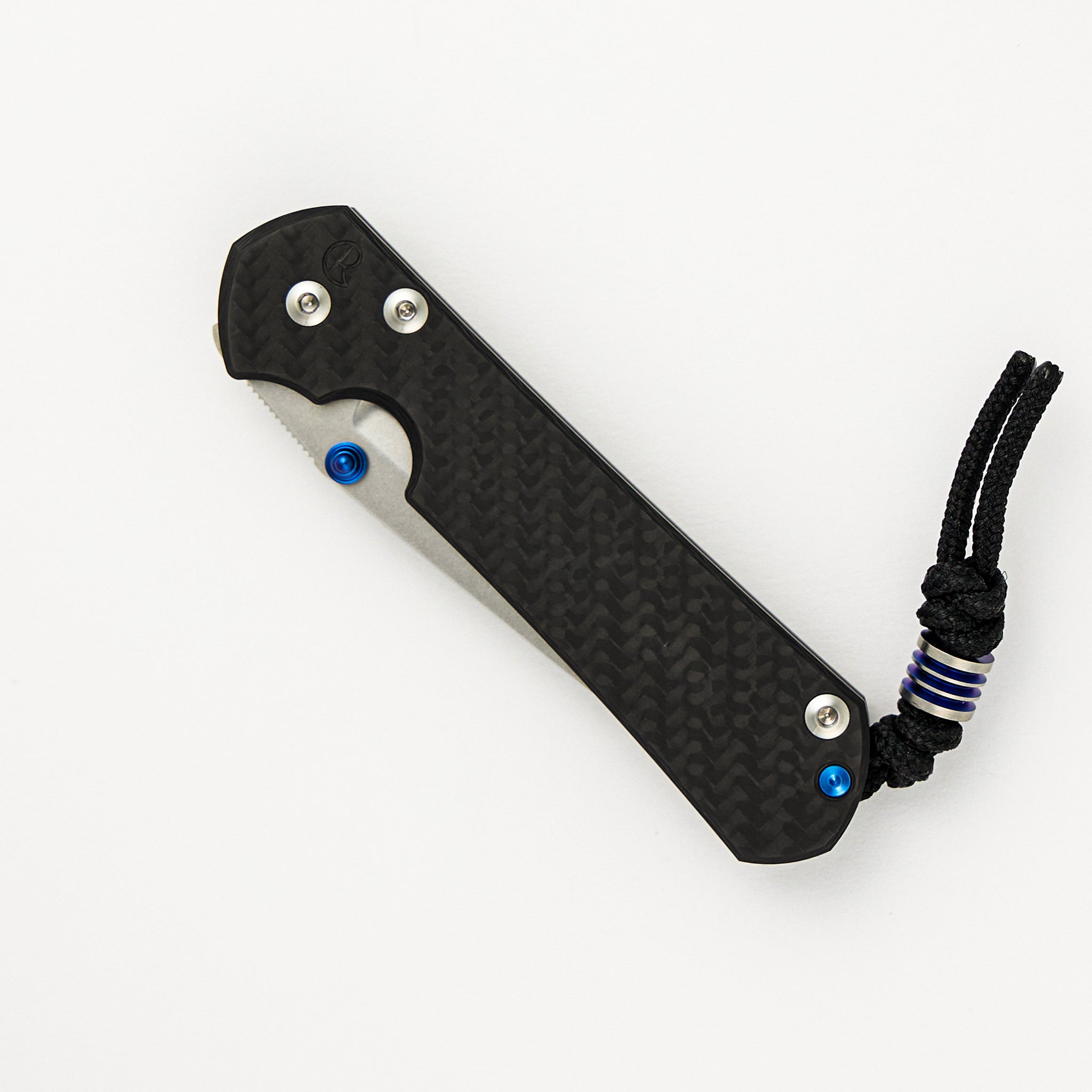 Small Sebenza 31 - Carbon Fiber Front - Tanto CPM MagnaCut Blade - Blue Single Lug