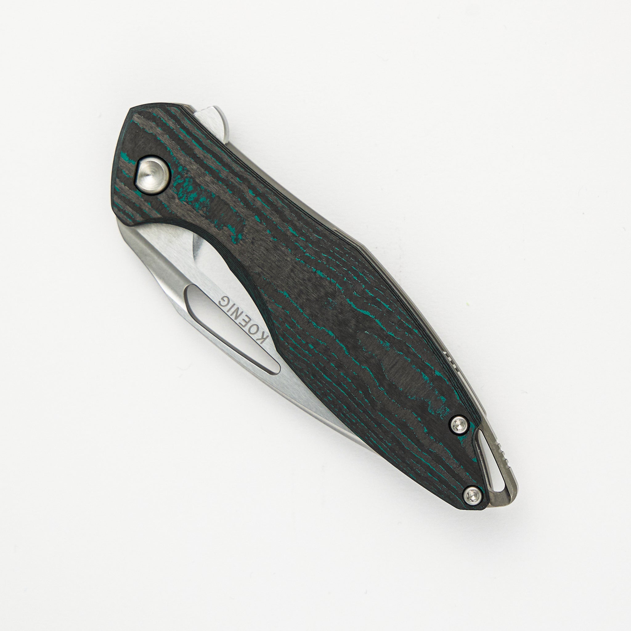 Mini Arius - Smooth Teal Camo Carbon Handle - M390 Blade