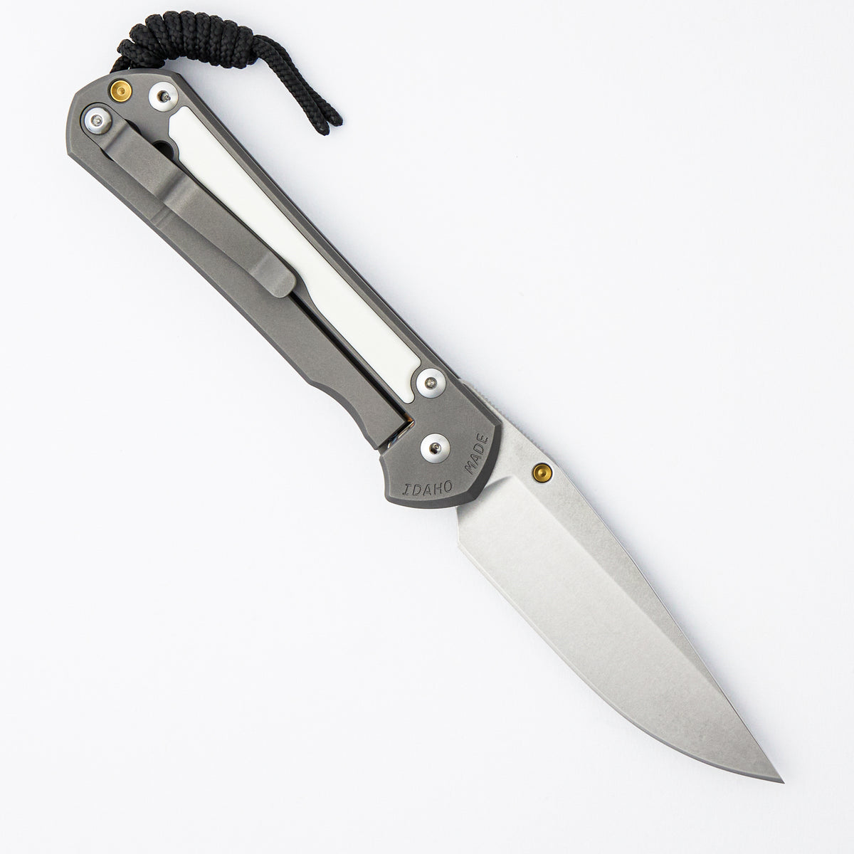 Large Sebenza 31 - Elforyn Inlay - Drop Point CPM MagnaCut Blade - Glass Blasted - Gold Single Thumb Lug