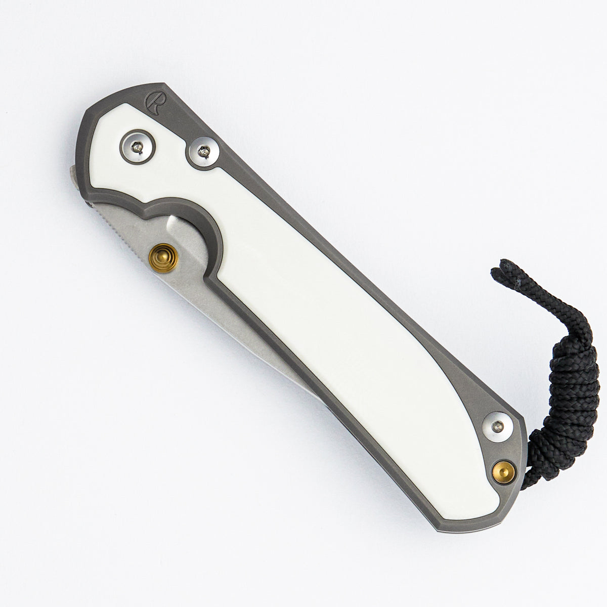 Large Sebenza 31 - Elforyn Inlay - Drop Point CPM MagnaCut Blade - Glass Blasted - Gold Single Thumb Lug