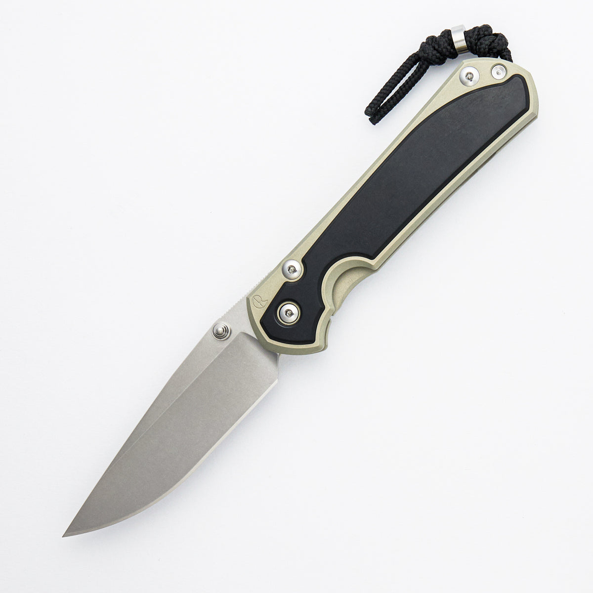 Large Sebenza 31 - Black Diamond Richlite Inlay - Champagne Cerakote - Drop Point CPM MagnaCut Blade - Silver Single Thumb Lug