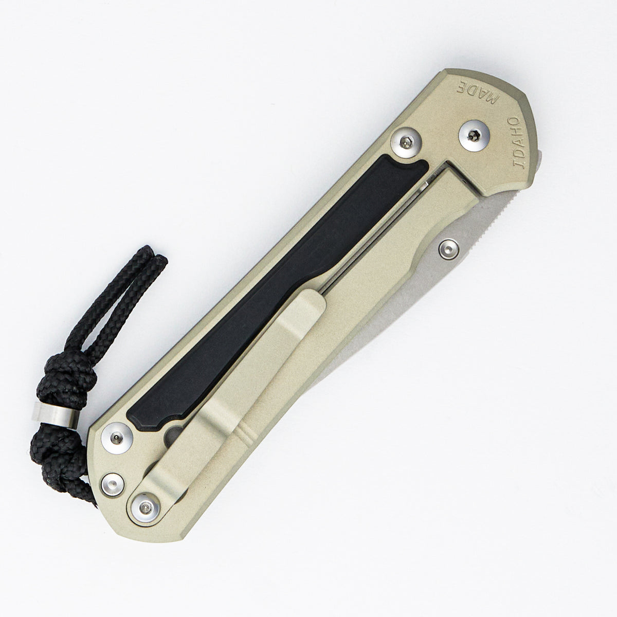 Large Sebenza 31 - Black Diamond Richlite Inlay - Champagne Cerakote - Drop Point CPM MagnaCut Blade - Silver Single Thumb Lug