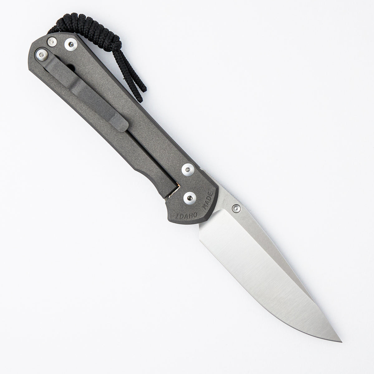 Large Sebenza 31 Unique Graphic - Polished Drop Point CPM MagnaCut Blade - Onyx - Silver Single Thumb Lug
