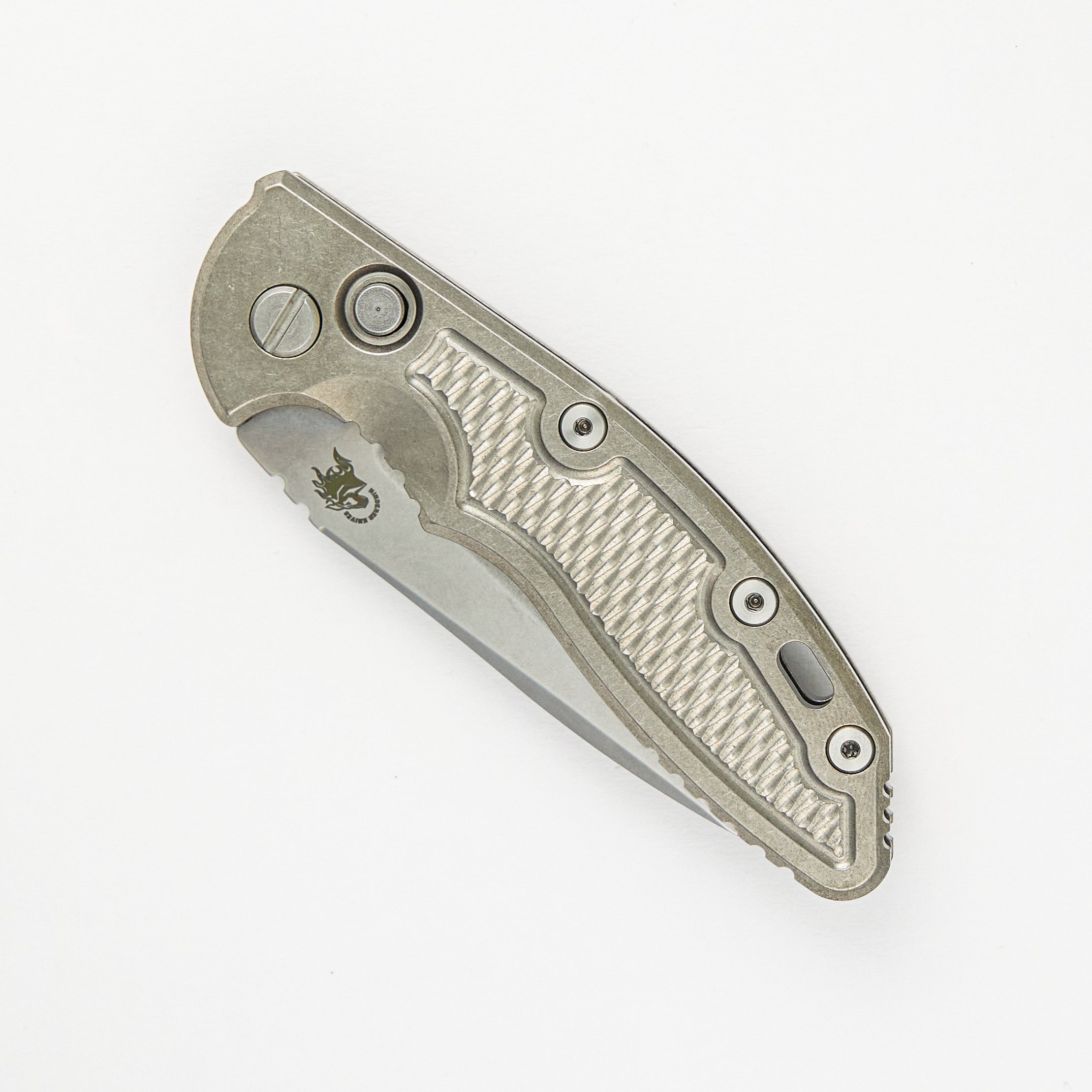 XM-18 3.5″ – Auto – Spearpoint – Stonewash – CPM 20CV Blade – Titanium Handle