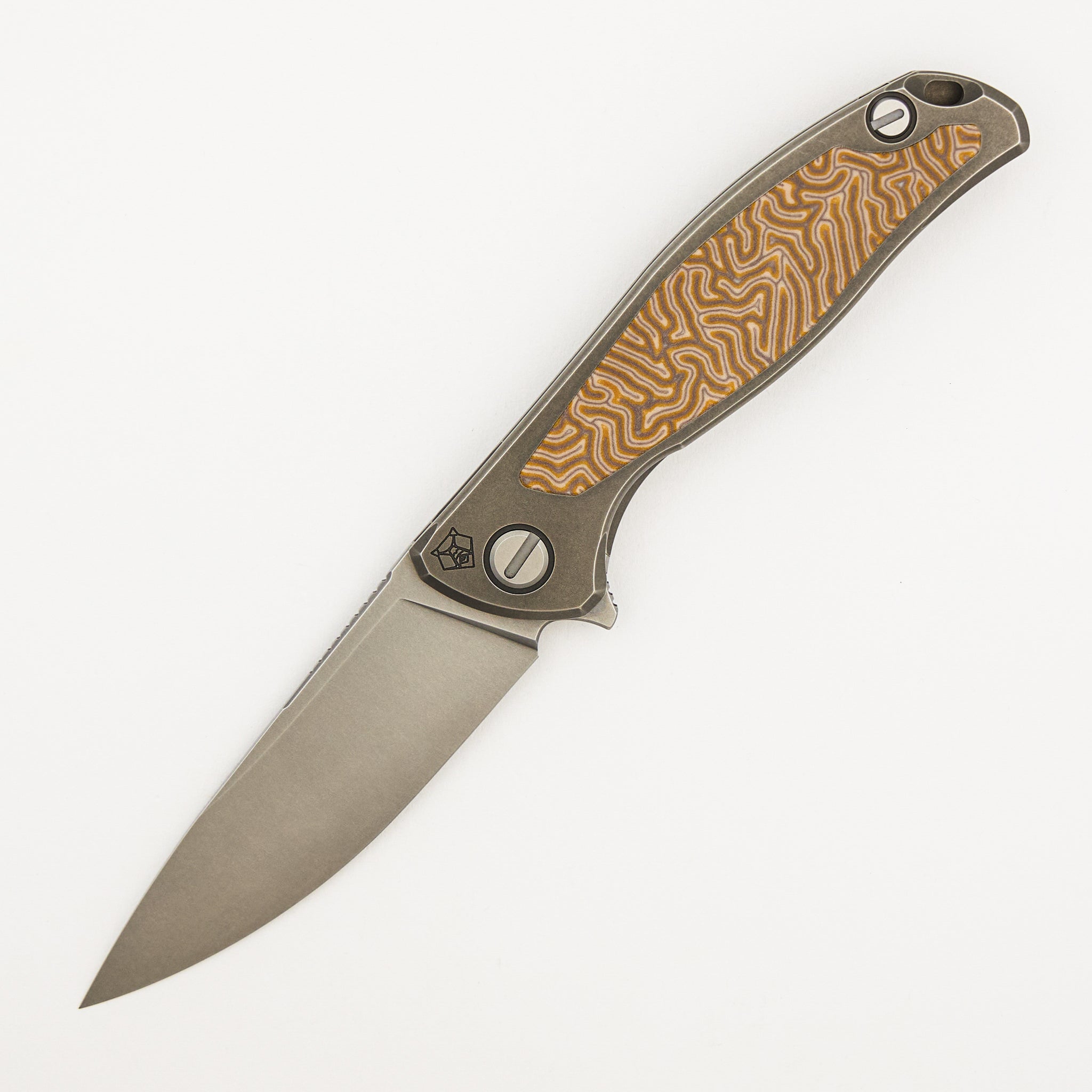 F95NL - Cromax PM Blade - Titanium Handle - Yellow Crazy Micarta Inlays - SRB