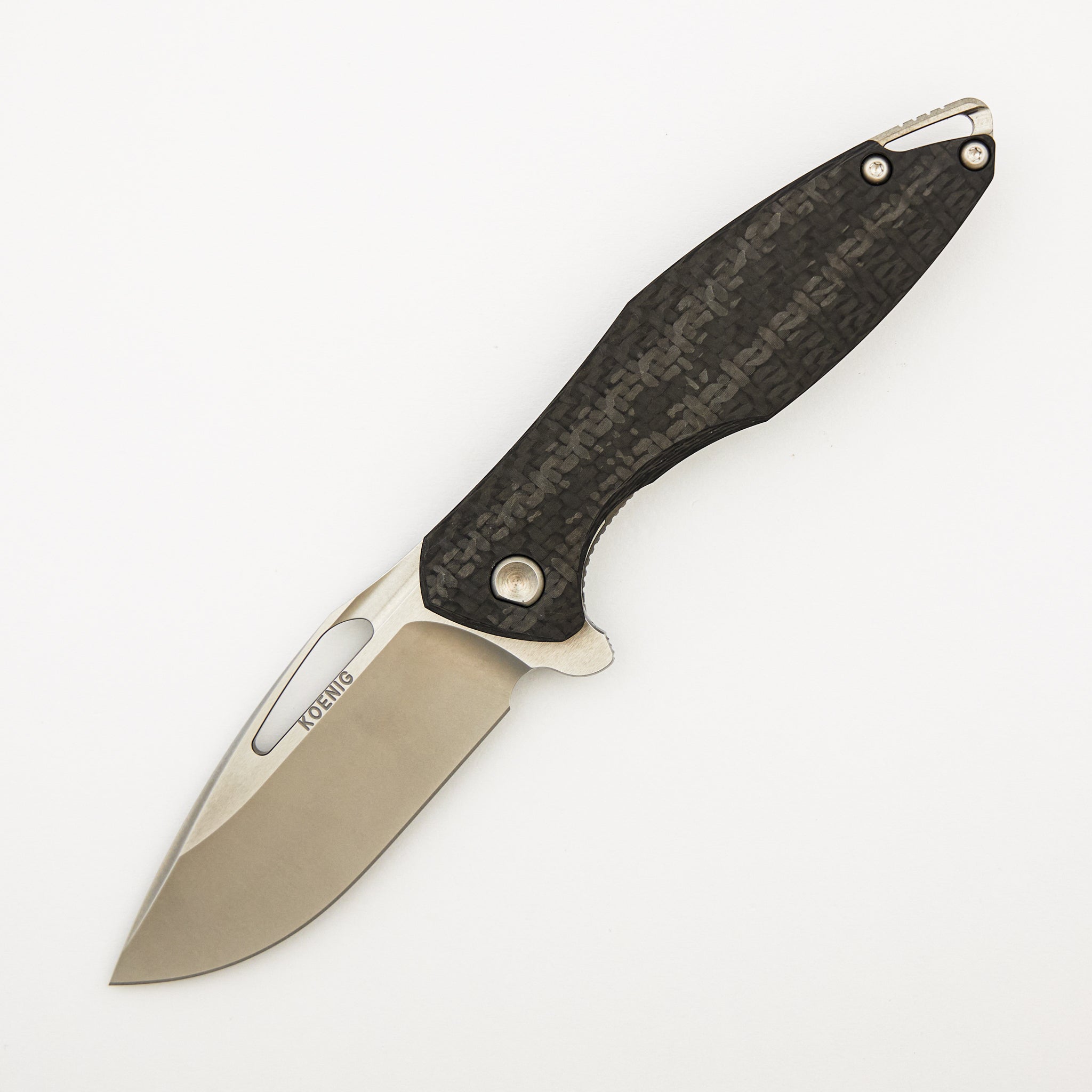 Arius - Brightwashed W/ Polished Flats M390 Blade - Smooth Carbon Fiber Handle