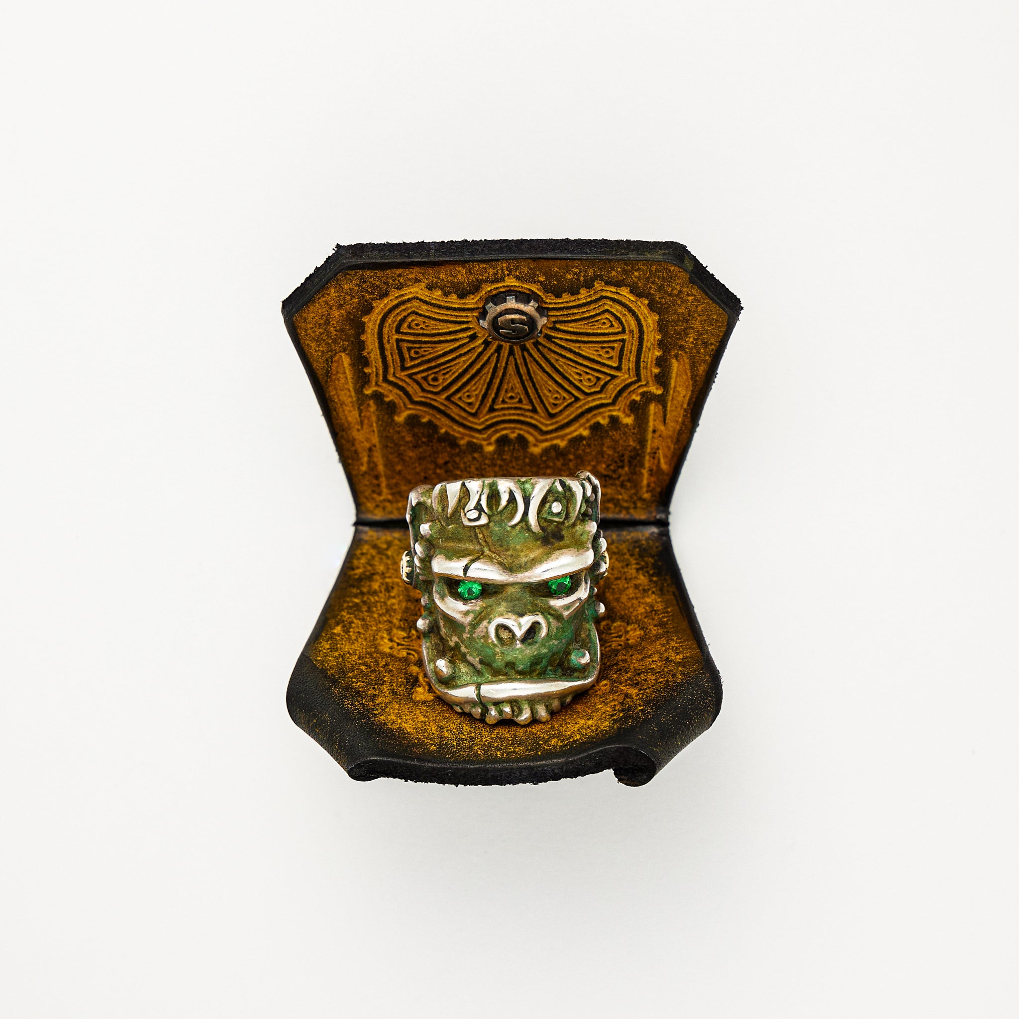 Frankenchimp Puncher W/ Tsavorite Eyes Halloween 2023 Ring - Ag/18k