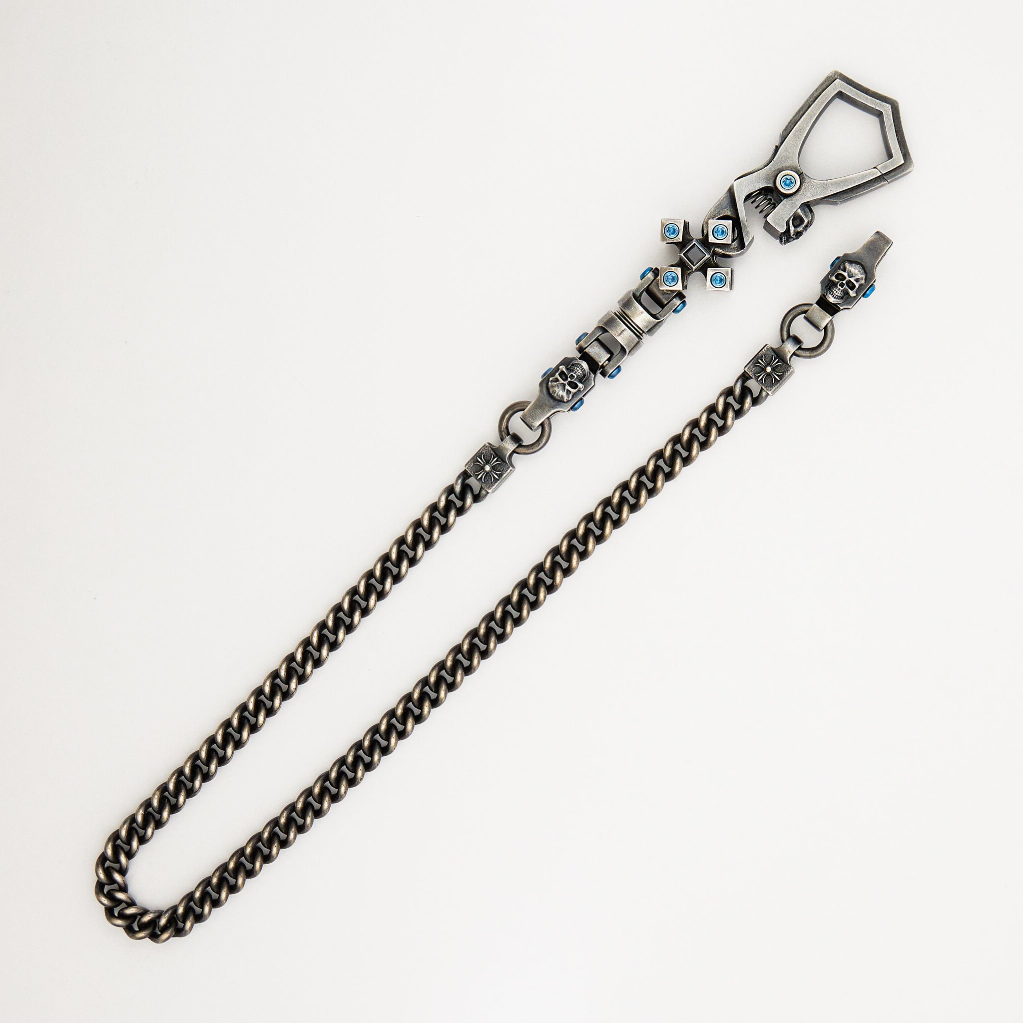 Wallet Chain & Carabiner - Sterling Silver W/ Onyx