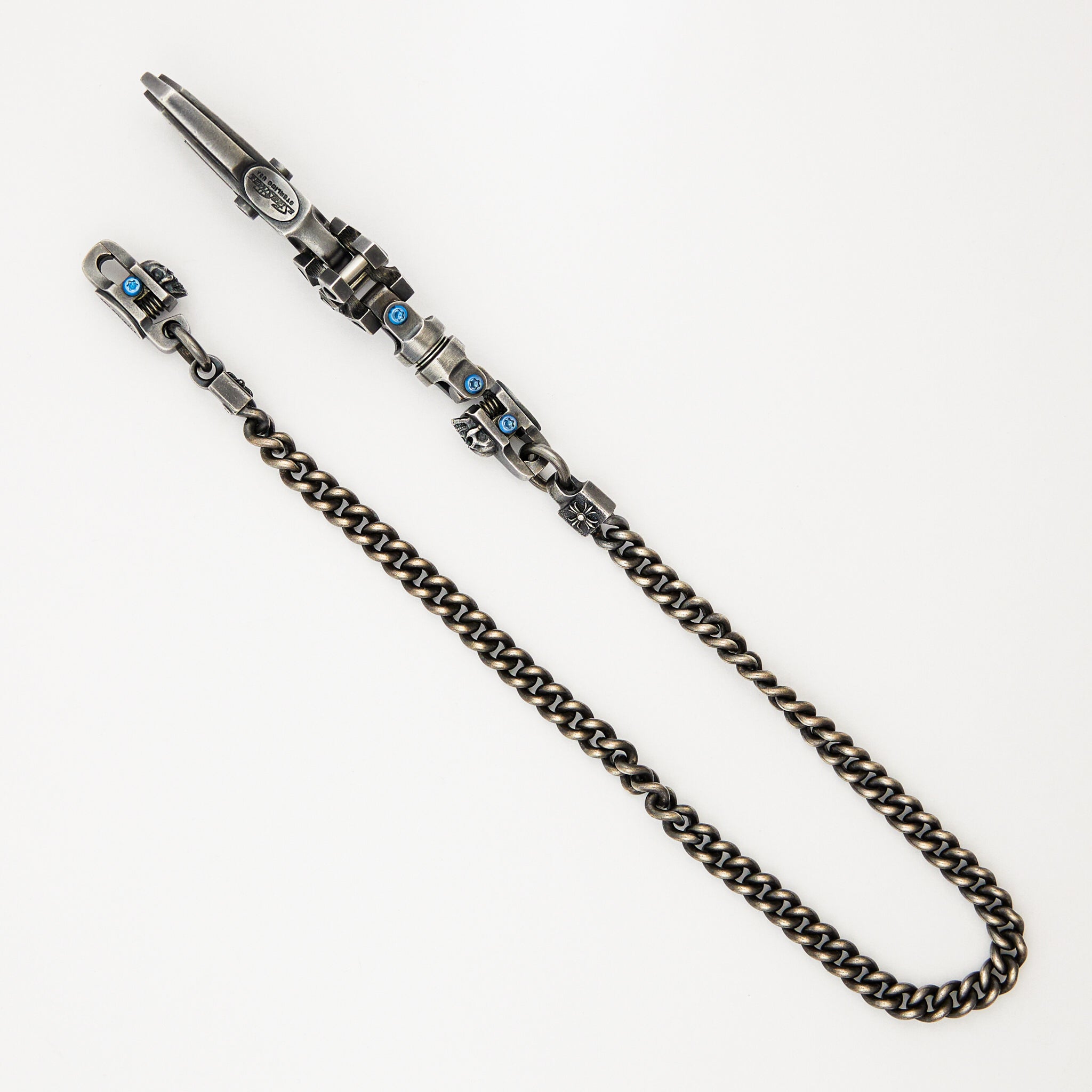 Wallet Chain & Carabiner - Sterling Silver W/ Onyx